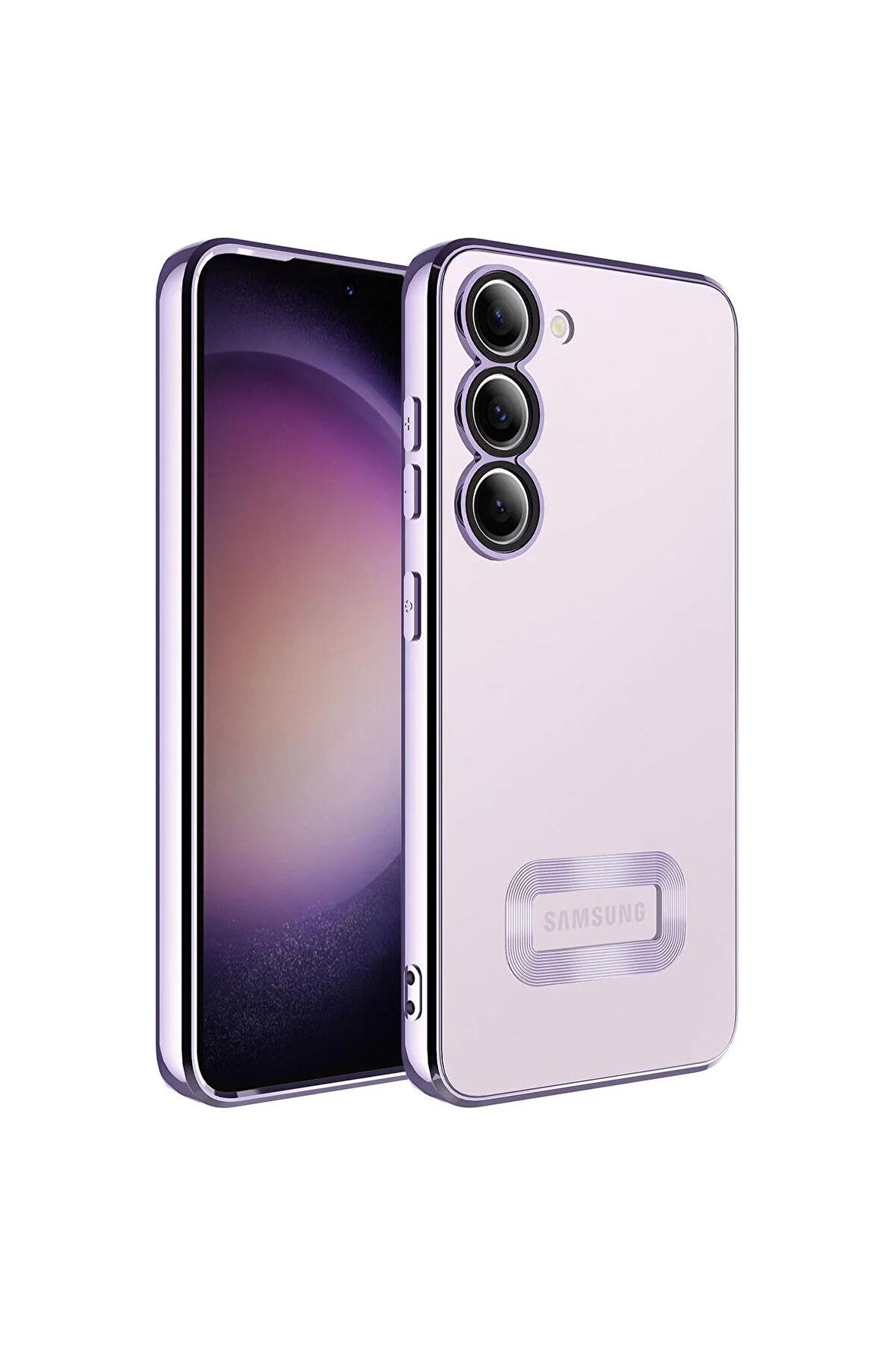 Samsung Galaxy S23 Kılıf Logo Yeri Açık Kamera Lens Korumalı Renkli Kenarlı Şeffaf Silikon