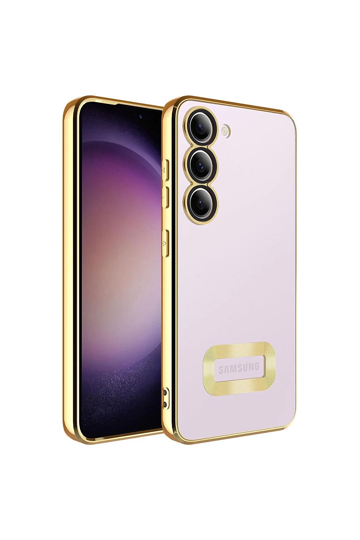 Samsung Galaxy S23 Kılıf Logo Yeri Açık Kamera Lens Korumalı Renkli Kenarlı Şeffaf Silikon