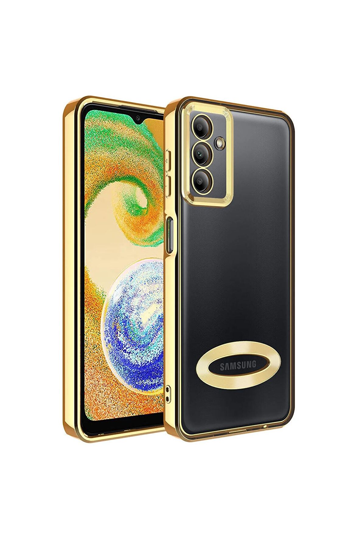 Samsung Galaxy A54 Kılıf Logo Yeri Açık Kamera Lens Korumalı Renkli Kenarlı Şeffaf Silikon
