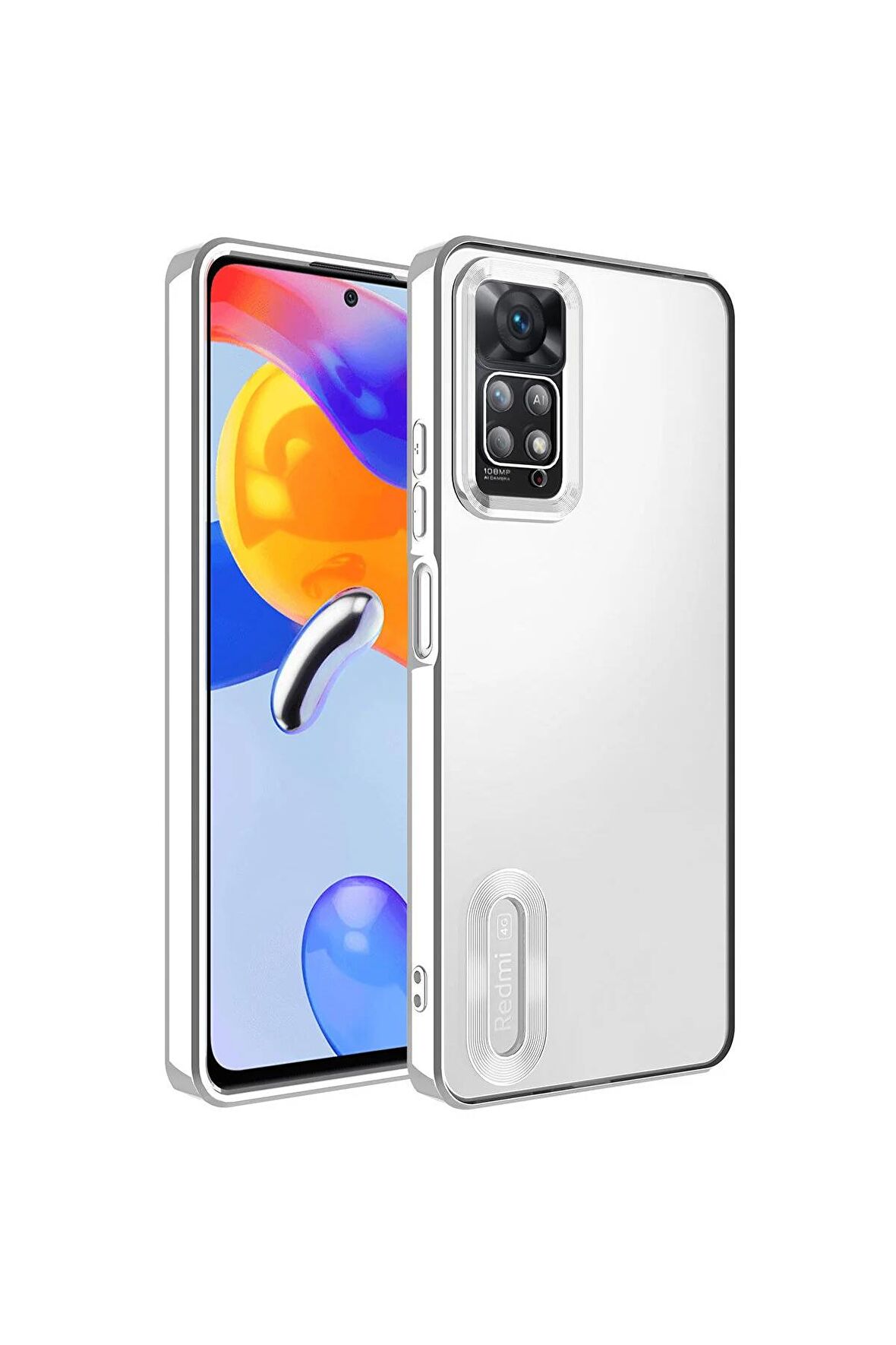 Xiaomi Redmi Note 12 Pro 4G Kılıf Logo Yeri Açık Kamera Lens Korumalı Renkli Kenarlı Şeffaf Silikon
