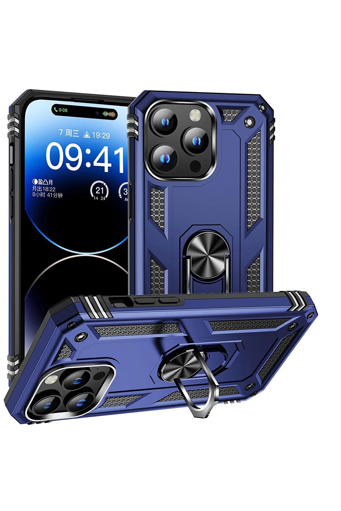Apple iPhone 15 Pro Kılıf Yüzüklü Standli Tank Kapak