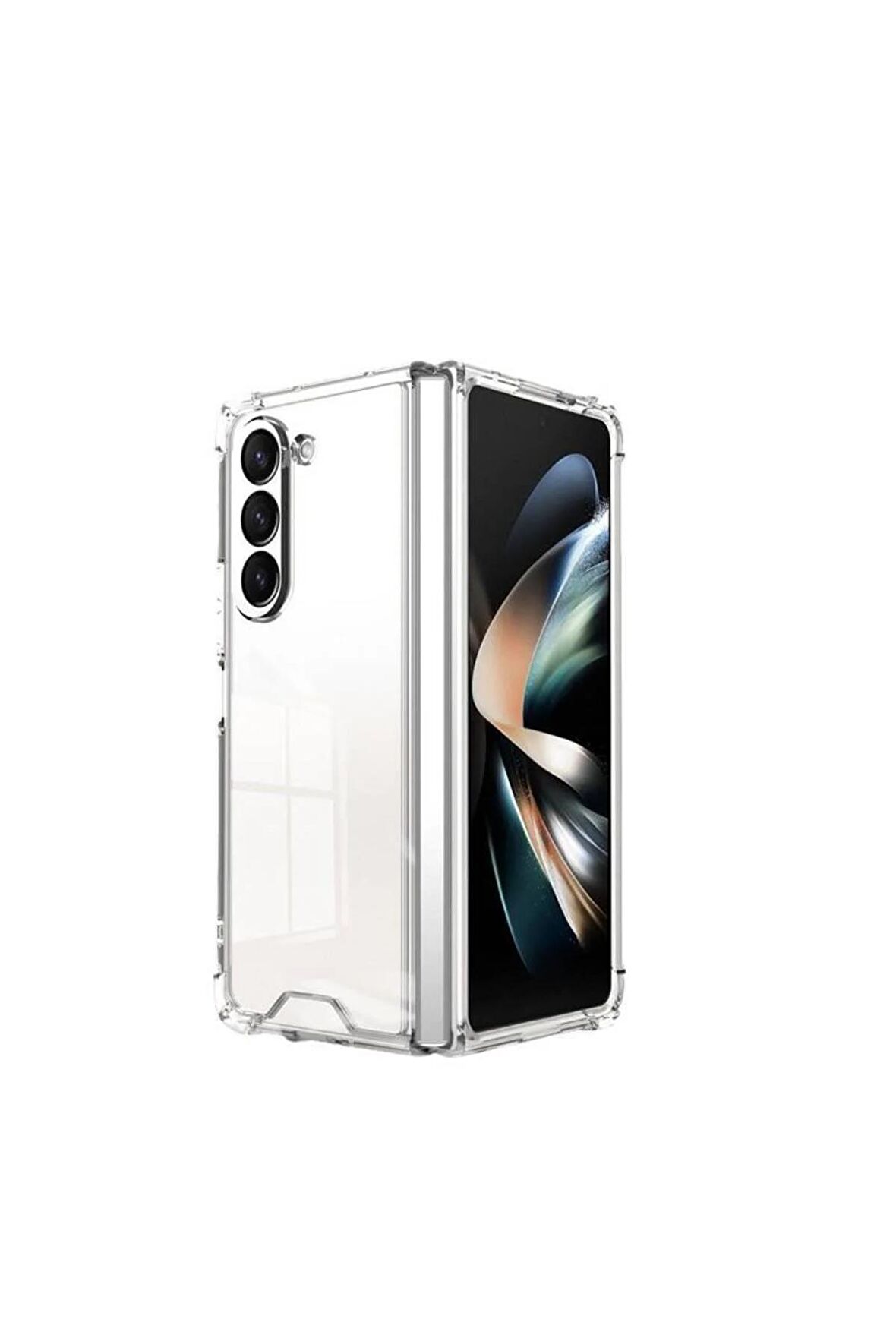 Samsung Galaxy Z Fold 5 Kılıf Anti Şok Köşe Korumalı Şeffaf Silikon
