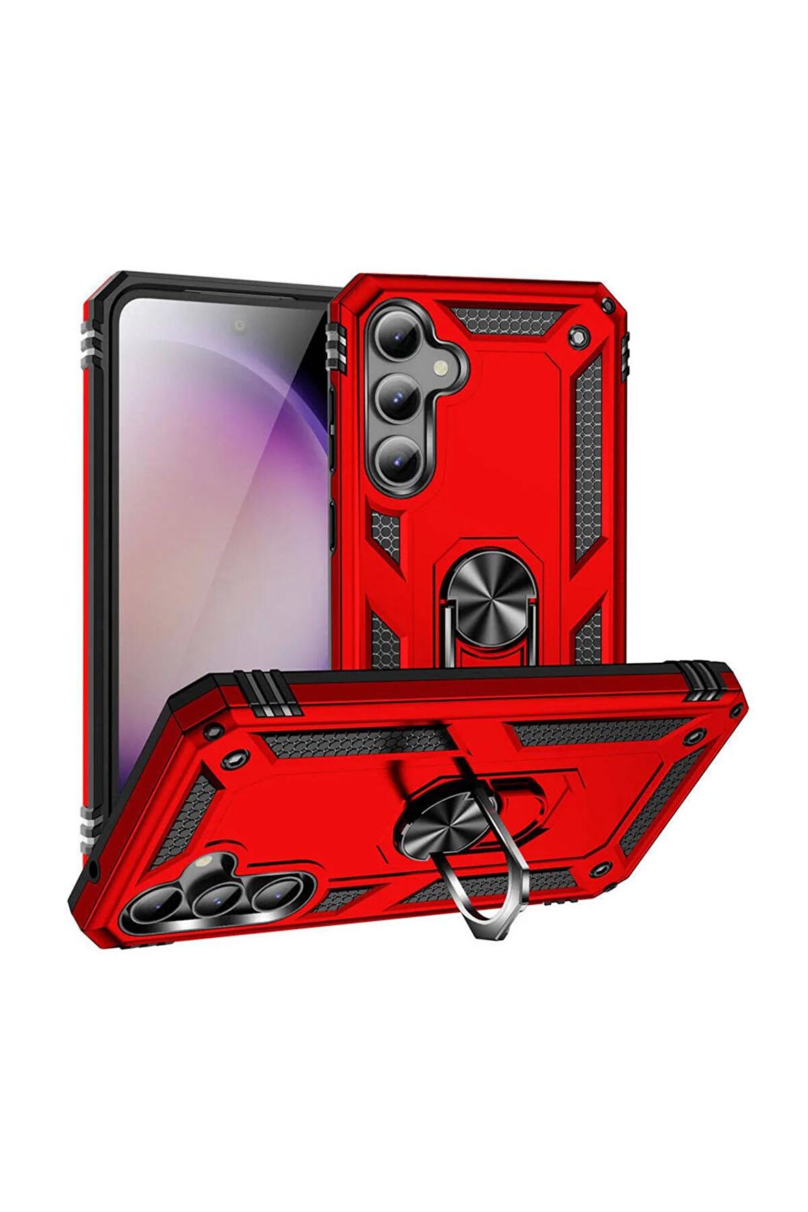 Samsung Galaxy S23 FE Kılıf Yüzüklü Standli Tank Kapak