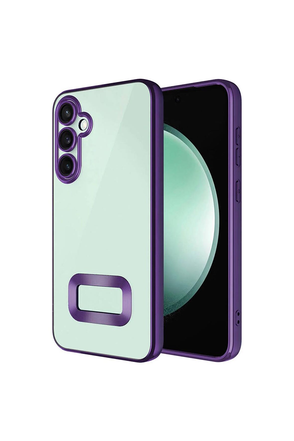 Samsung Galaxy A05S Kılıf Logo Yeri Açık Kamera Lens Korumalı Renkli Kenarlı Şeffaf Silikon
