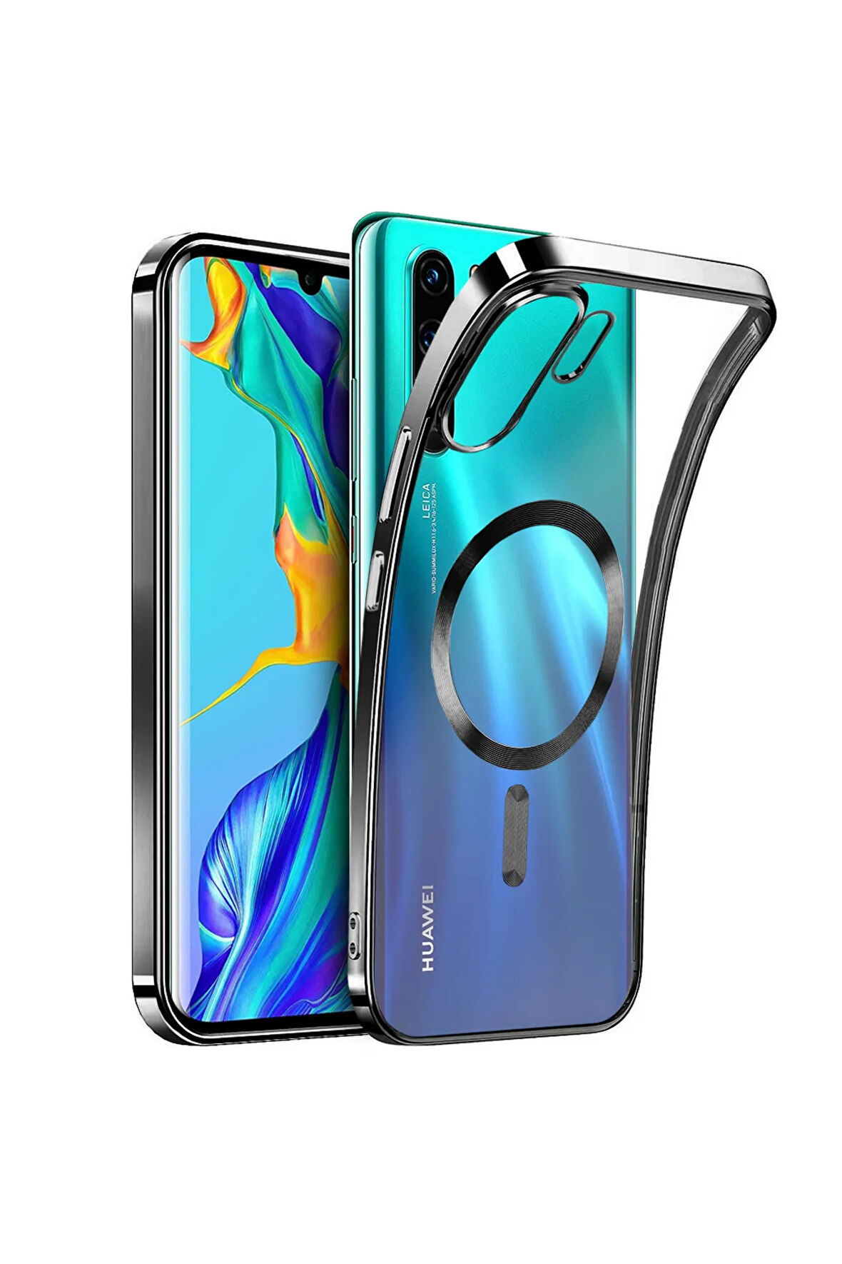 Huawei Mate 30 PRO Kılıf Kamera Lens Korumalı Renkli Magsafe Şeffaf Silikon