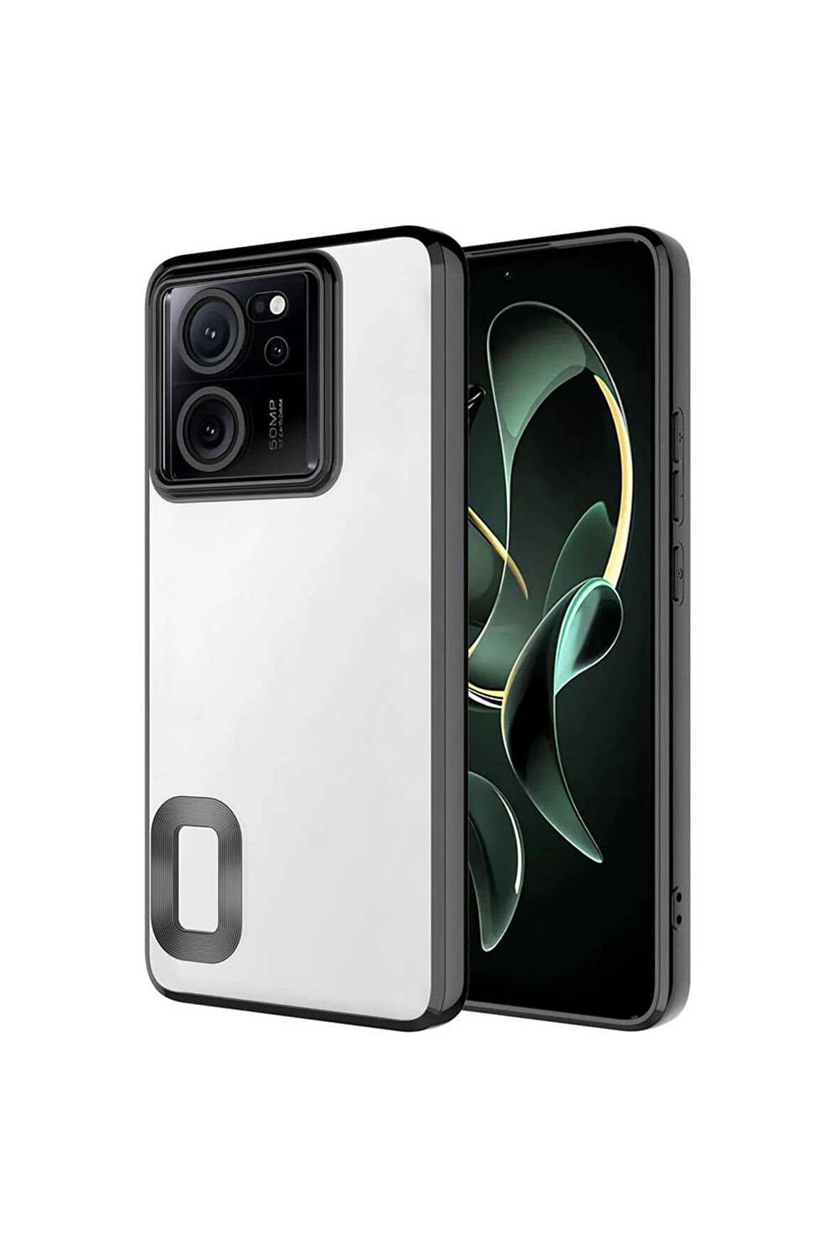 Xiaomi Mi 13T Kılıf Logo Yeri Açık Kamera Lens Korumalı Renkli Kenarlı Şeffaf Silikon