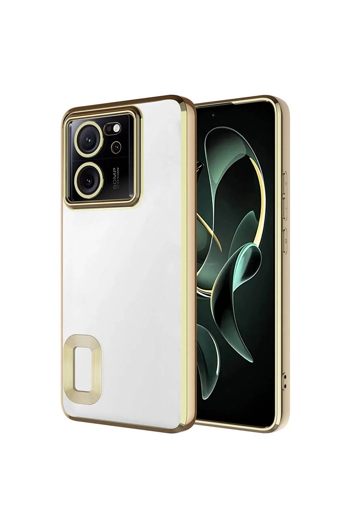 Xiaomi Mi 13T Pro Kılıf Logo Yeri Açık Kamera Lens Korumalı Renkli Kenarlı Şeffaf Silikon