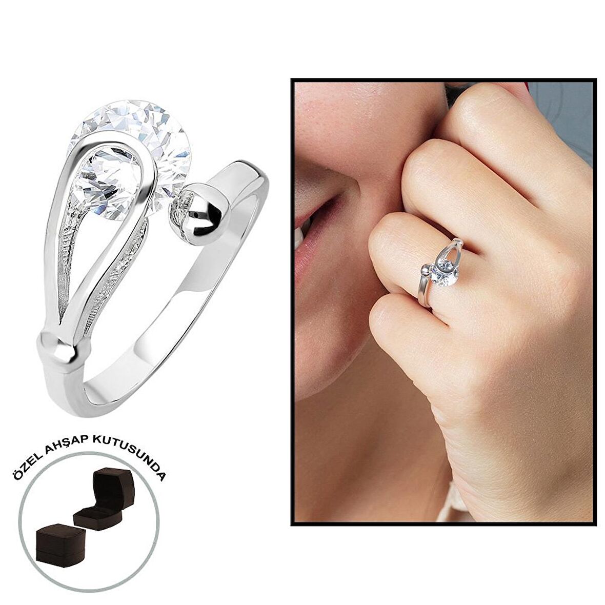 Starlight Diamond Pırlanta Montür Elegance 925 Ayar Gümüş Bayan Tektaş Yüzük