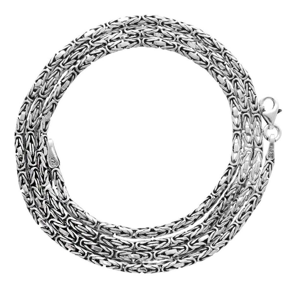 925 Ayar Gümüş 60 cm Uzunluk  2 mm Genişlik 80 Mikron Kalınlık Erkek Kral Zincir