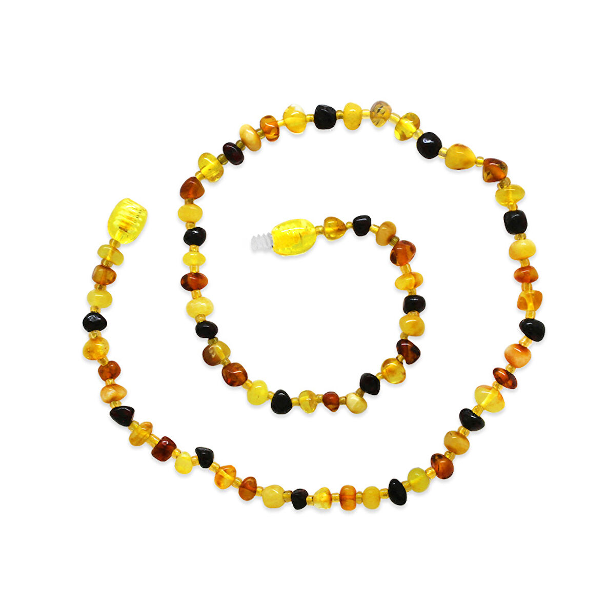 Multicolor Renkli Naturel Form Doğal Damla Kehribar Taşlı Bebek Diş Kolyesi