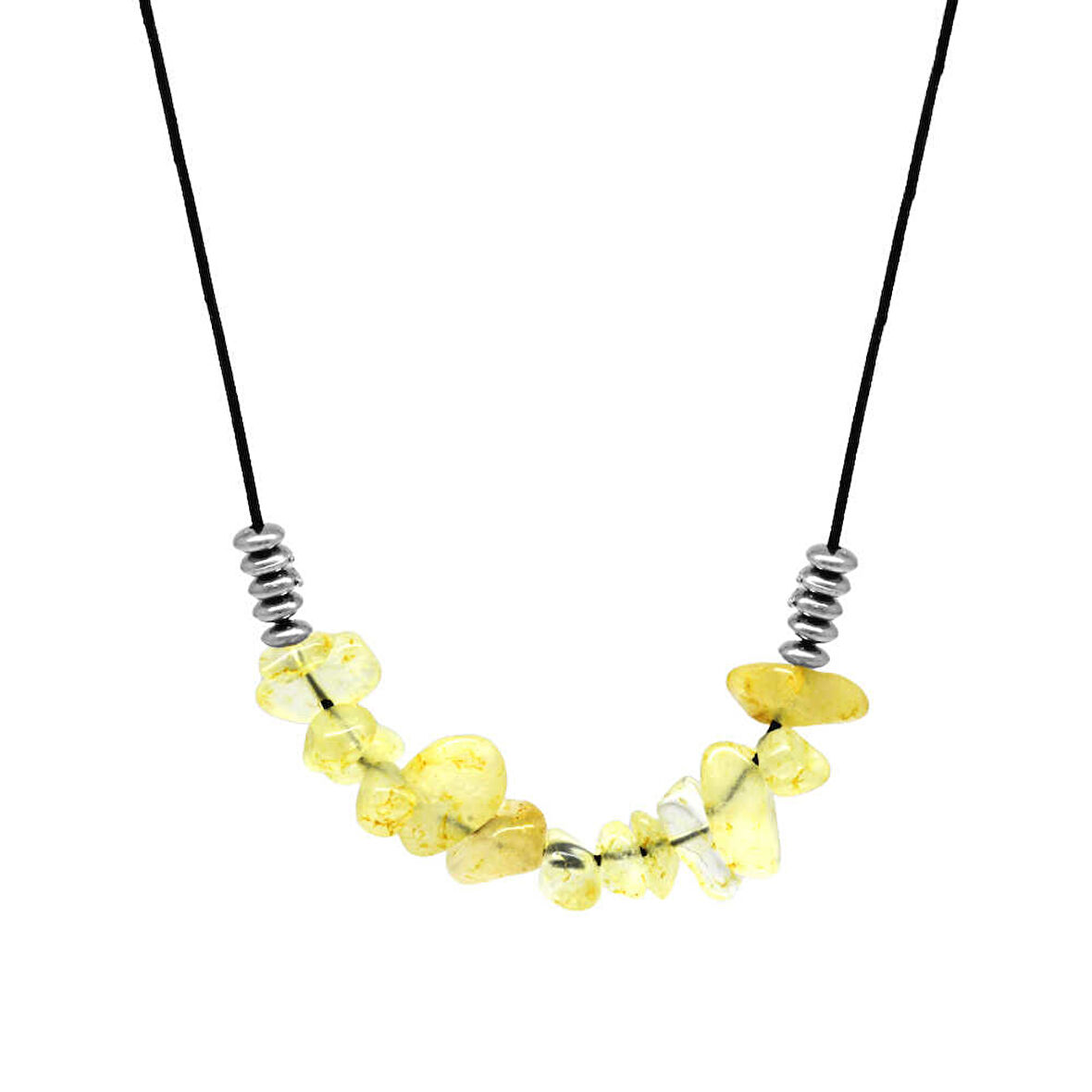 Zarif İp Zincirli Doğal Form Sitrin Doğaltaş Kadın Kolye