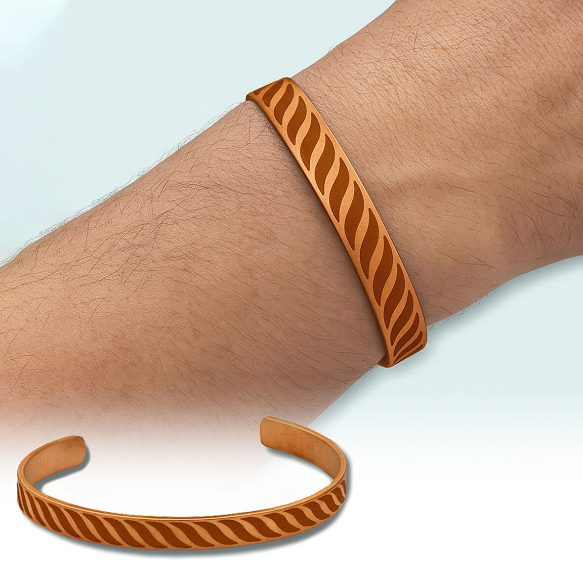 Erkek Bakır Bileklik - Modern Tasarım - Esnek Yapılı