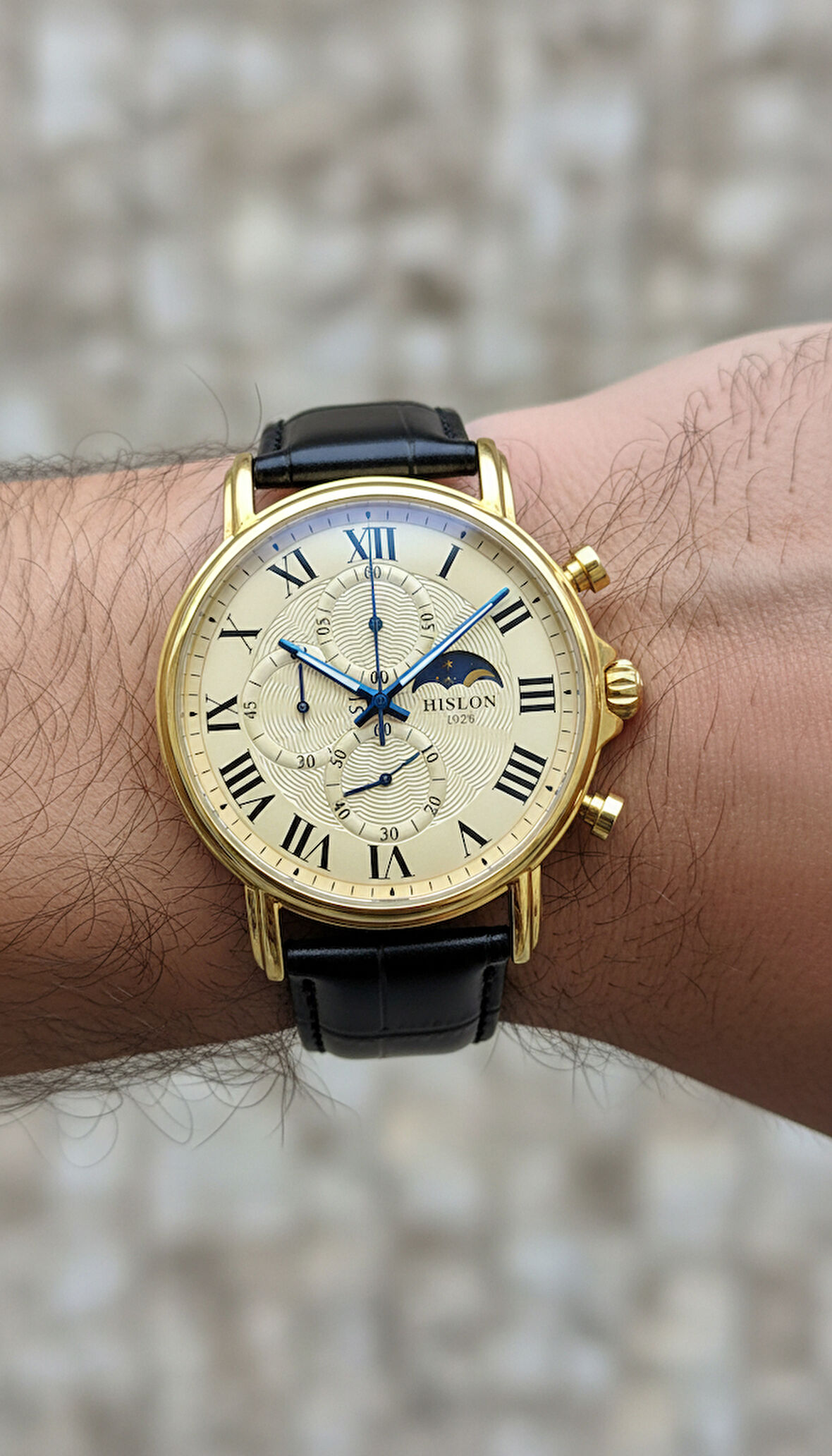 Hislon Siyah Deri Kordon Erkek Kol Saati TM112G-08BG