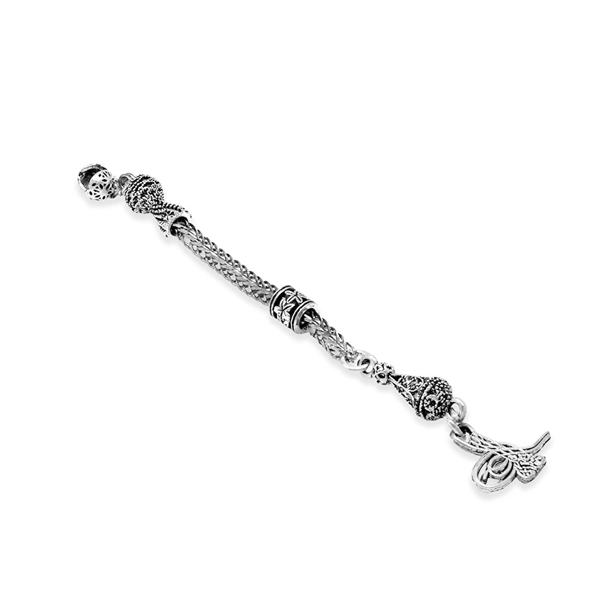 Tuğra Temalı Foxtail Zincirli Temalı Tek Kamçılı Kararmaz Metal Püskül