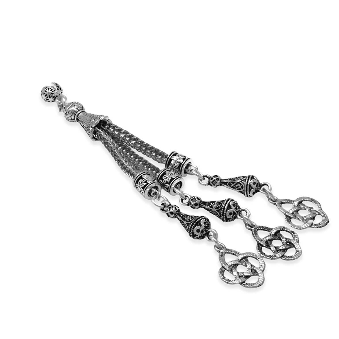 Kazaziye Temalı Foxtail Zincirli Üç Kamçılı Kararmaz Metal Püskül