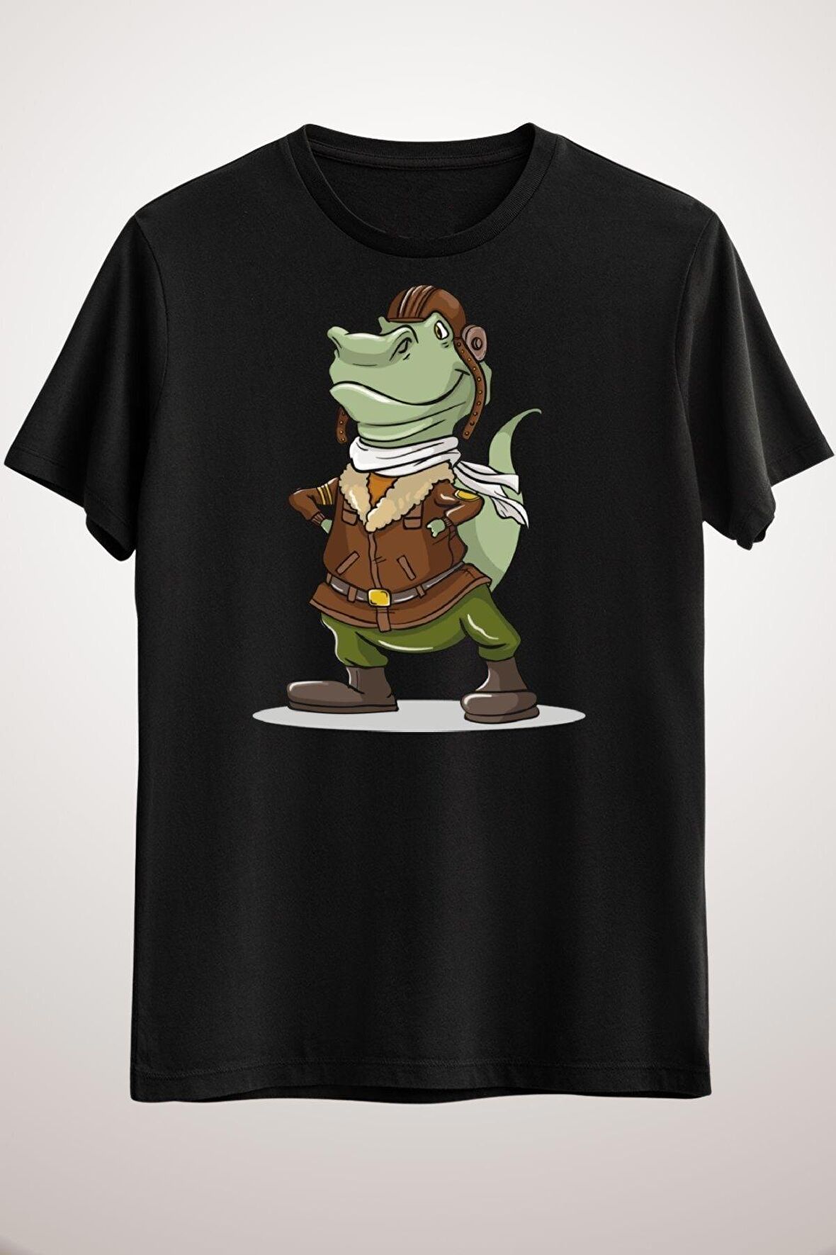 Erkek Siyah Dinosaur T Rex Pilot