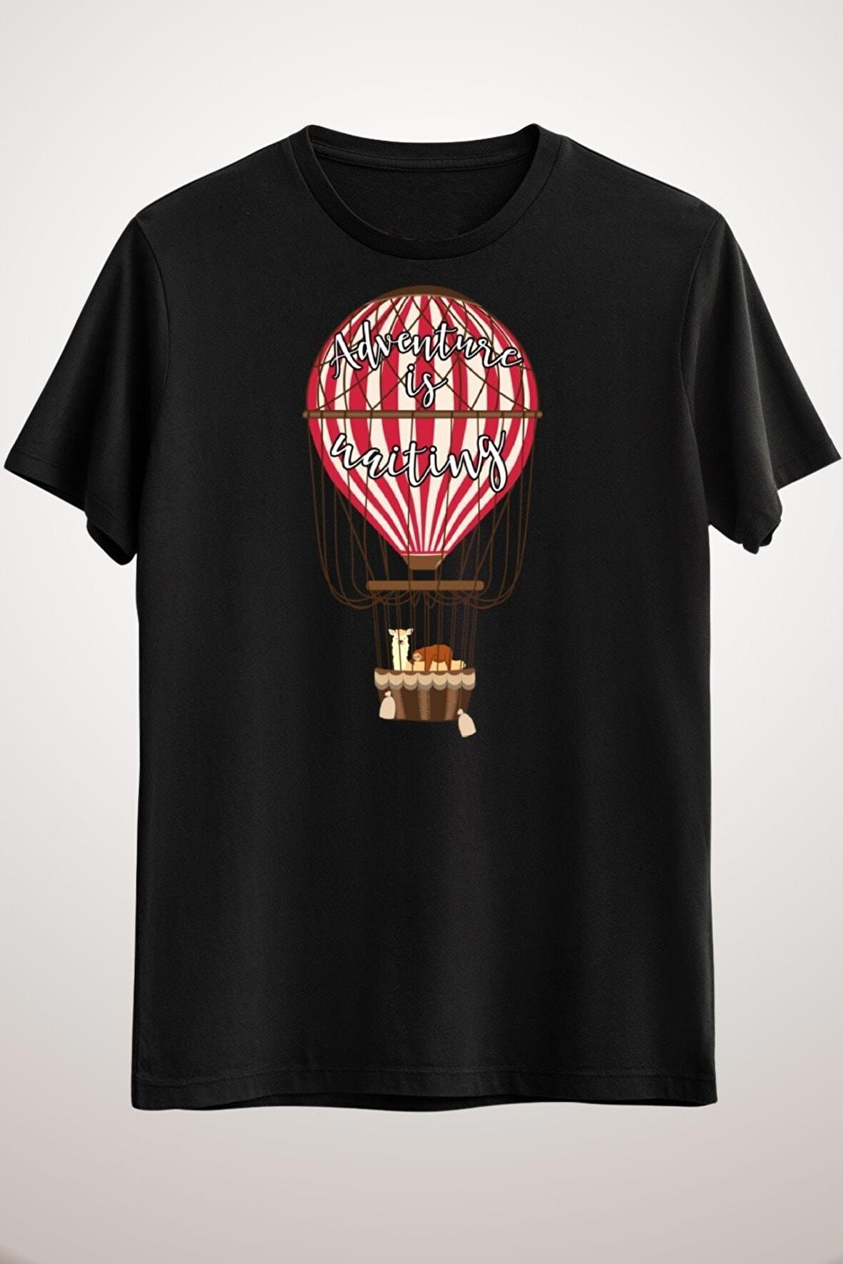 Erkek Siyah Adventure Is Waiting - Hot Air Balloon Pilot Gift