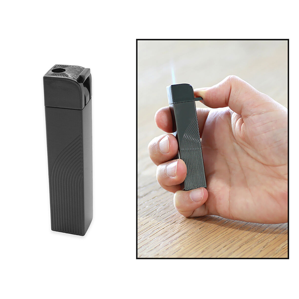 Kişiye Özel İsim Yazılı Şık Kutulu Füme Renk Jandarma Model Manyetorlu Çakmak