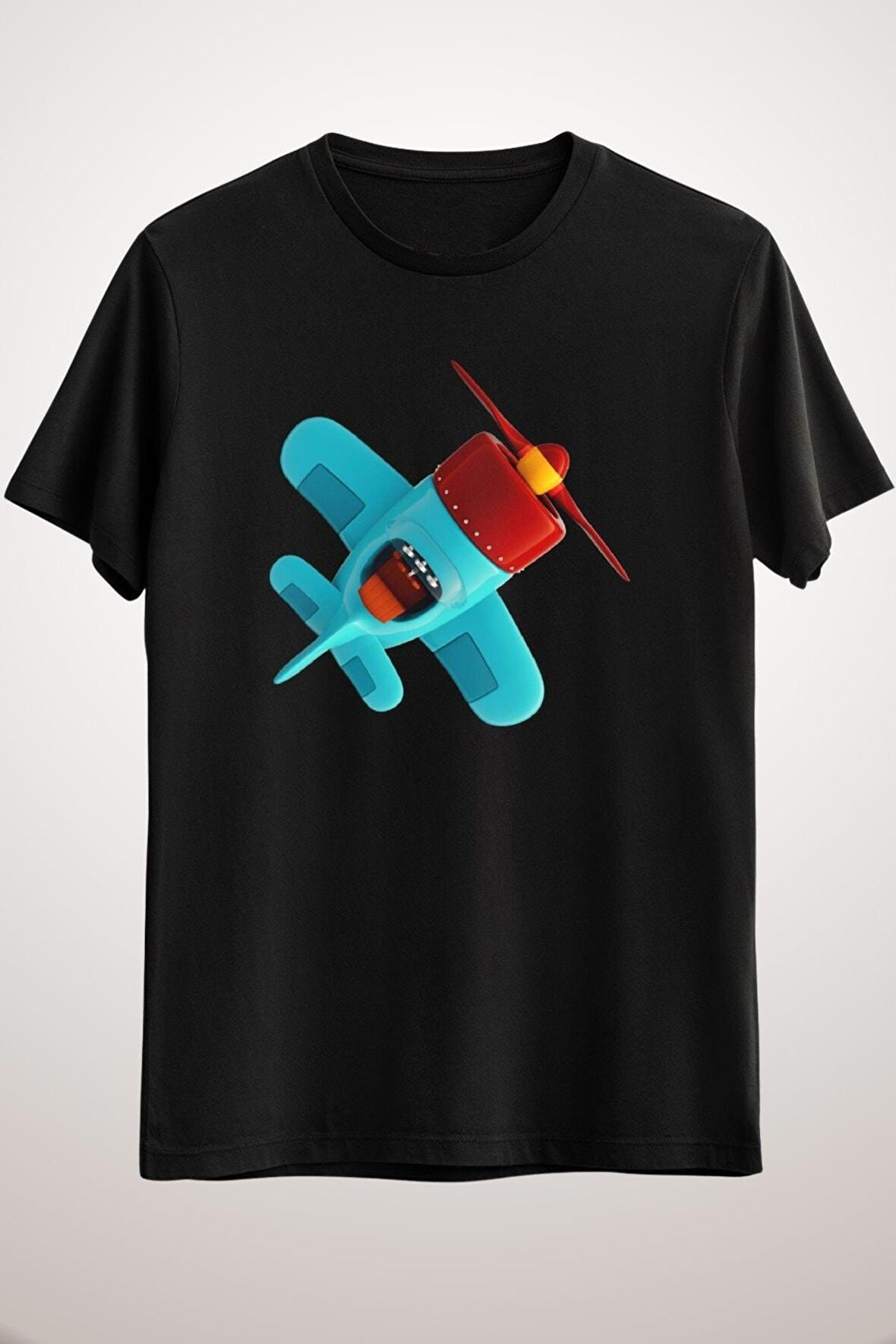 Erkek Siyah Cartoon Plane Diagonal