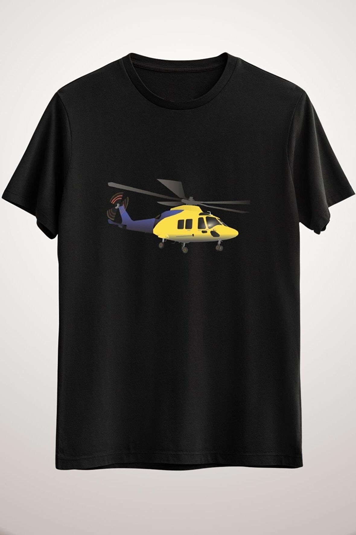 Erkek Siyah Yellow And Blue Modern Helicopter