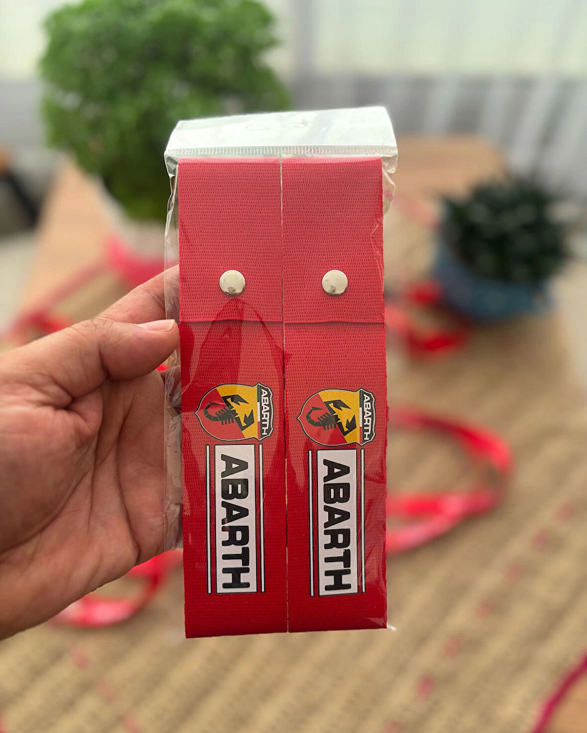 Abarth Tasarımlı, Kırmızı Renk Yüksek Kalite Tampon & Çeki ipi 2'li Paket