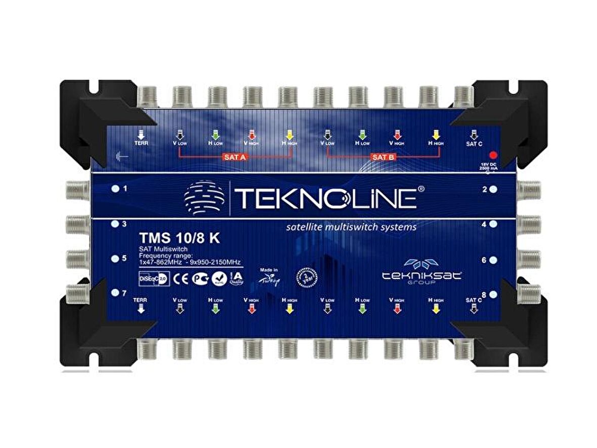 10X8 KASKATLI MULTISWITCH UYDU DAĞITIM SANTRALI TEKNOLINE