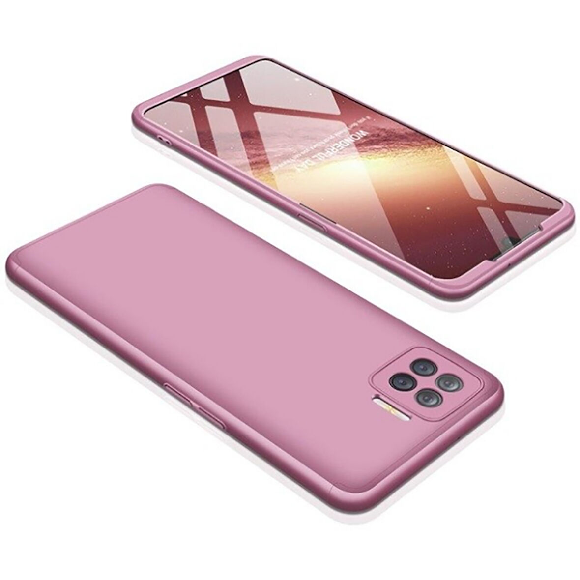 Oppo Reno 4 Lite Kılıf 3 Parça Slim Sert Silikon Kapak AYS