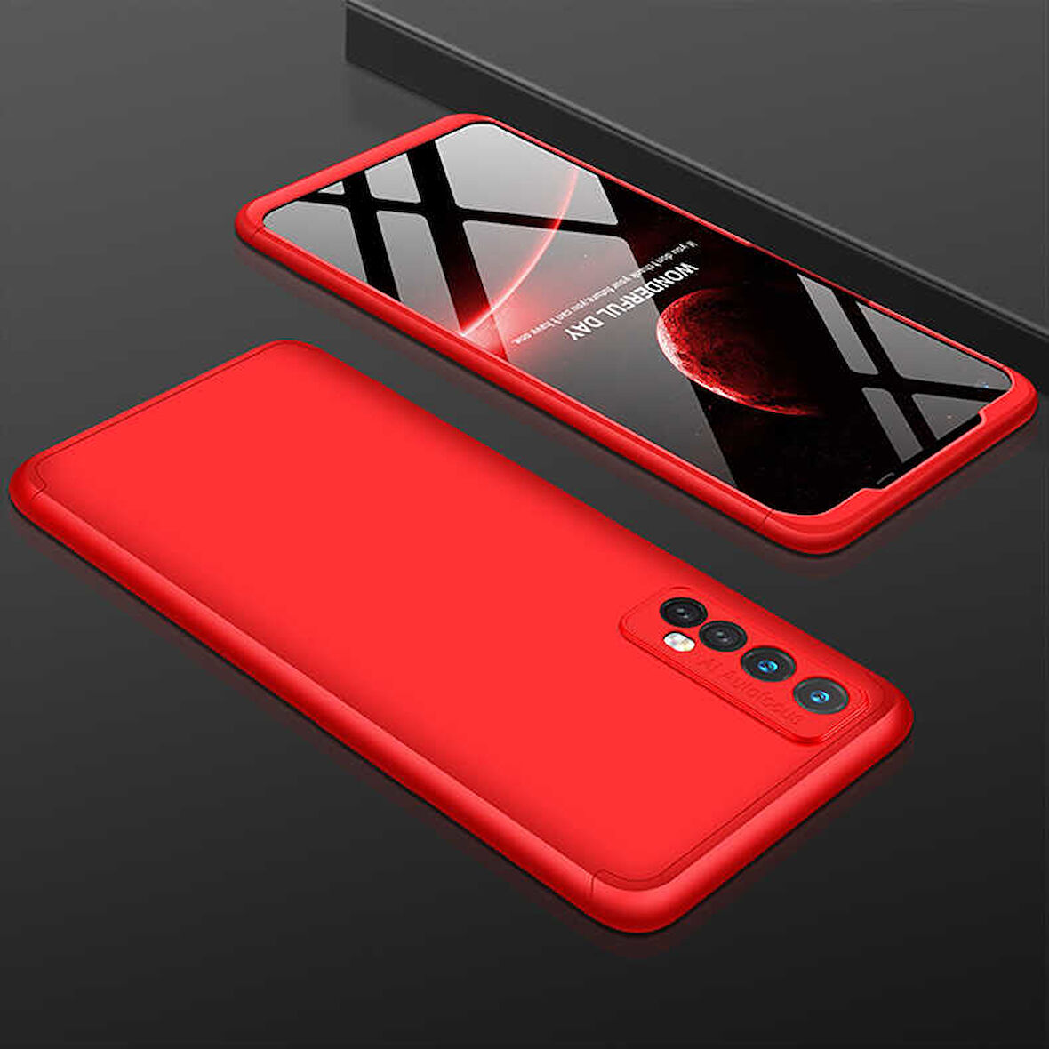 Realme 7 Kılıf 3 Parça Slim Sert Silikon Kapak AYS
