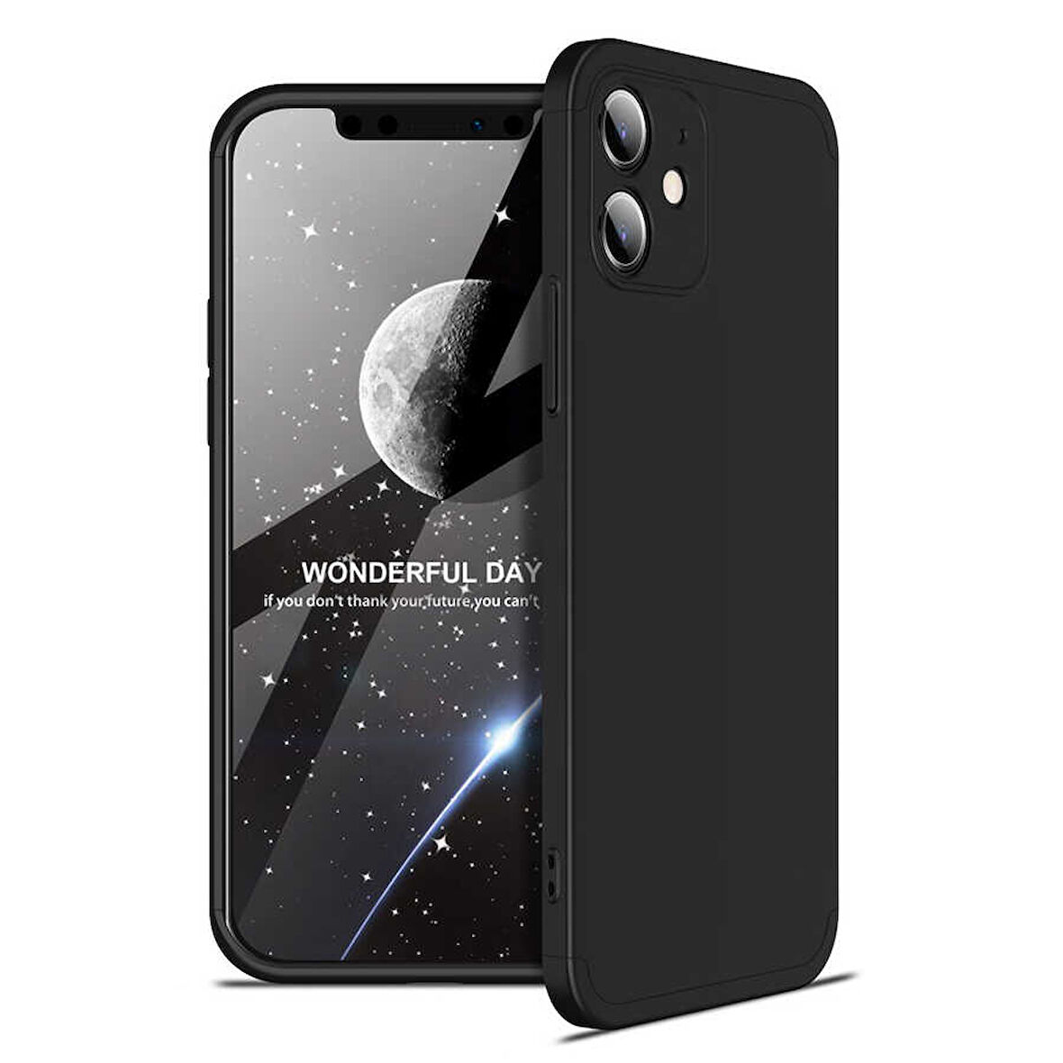 Apple iPhone 12 Kılıf 3 Parça Slim Sert Silikon Kapak AYS