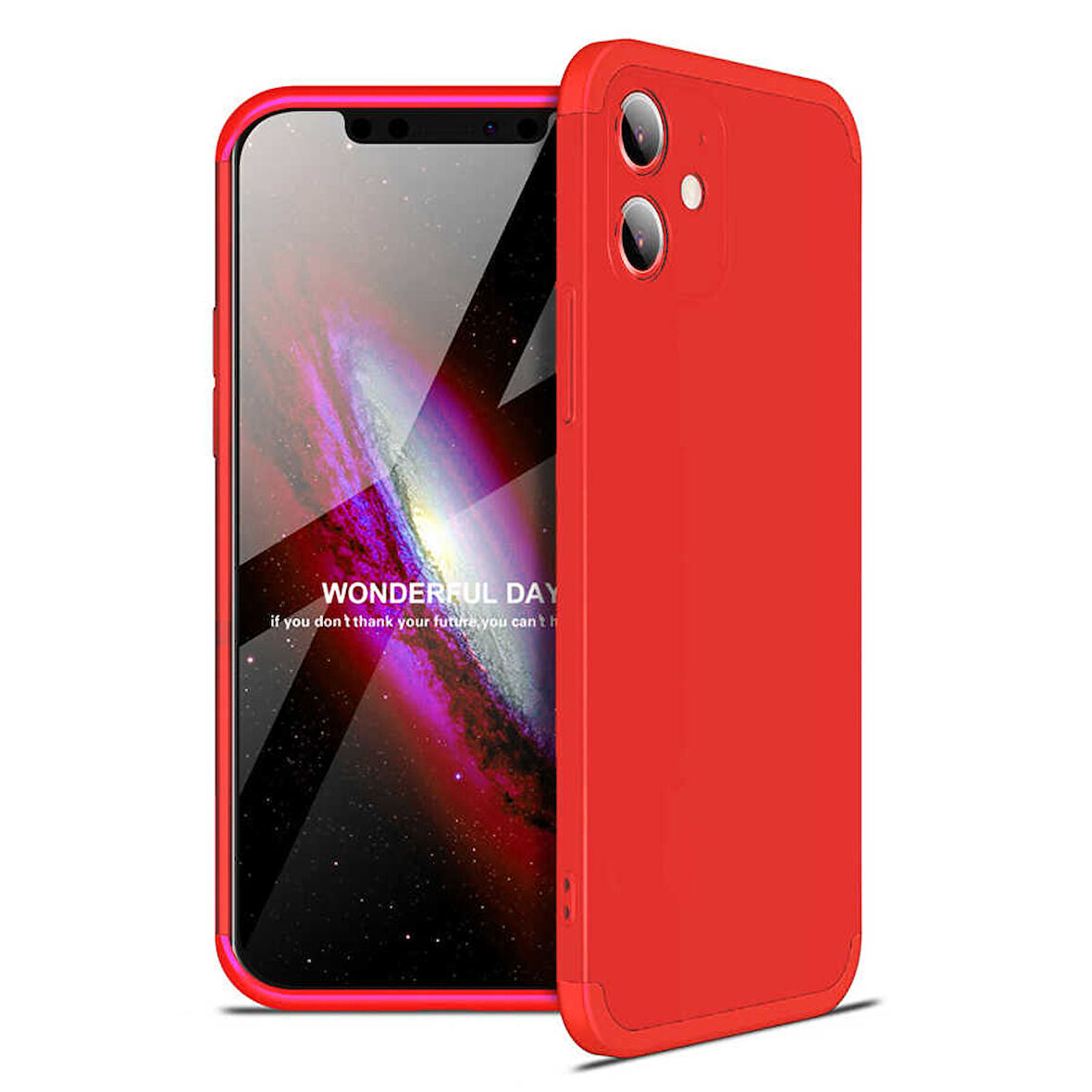 Apple iPhone 12 Kılıf 3 Parça Slim Sert Silikon Kapak AYS