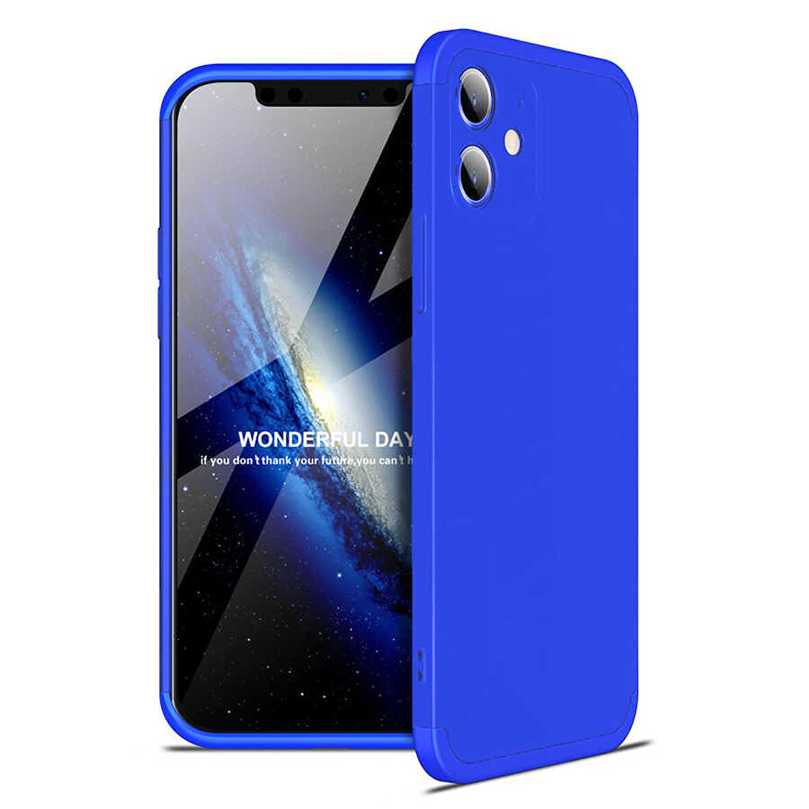 Apple iPhone 12 Kılıf 3 Parça Slim Sert Silikon Kapak AYS