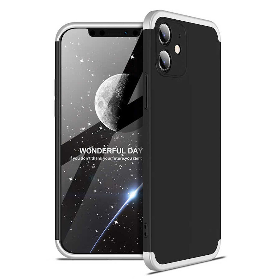 Apple iPhone 12 Mini Kılıf 3 Parça Slim Sert Silikon Kapak AYS