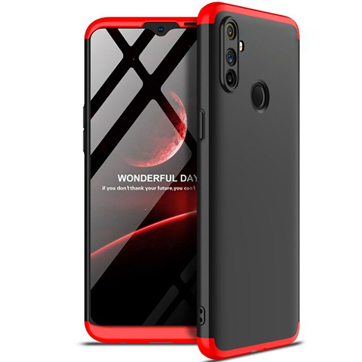 Realme C3 Kılıf 3 Parça Slim Sert Silikon Kapak AYS