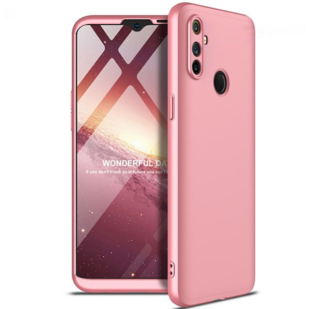Realme 5İ Kılıf 3 Parça Slim Sert Silikon Kapak AYS