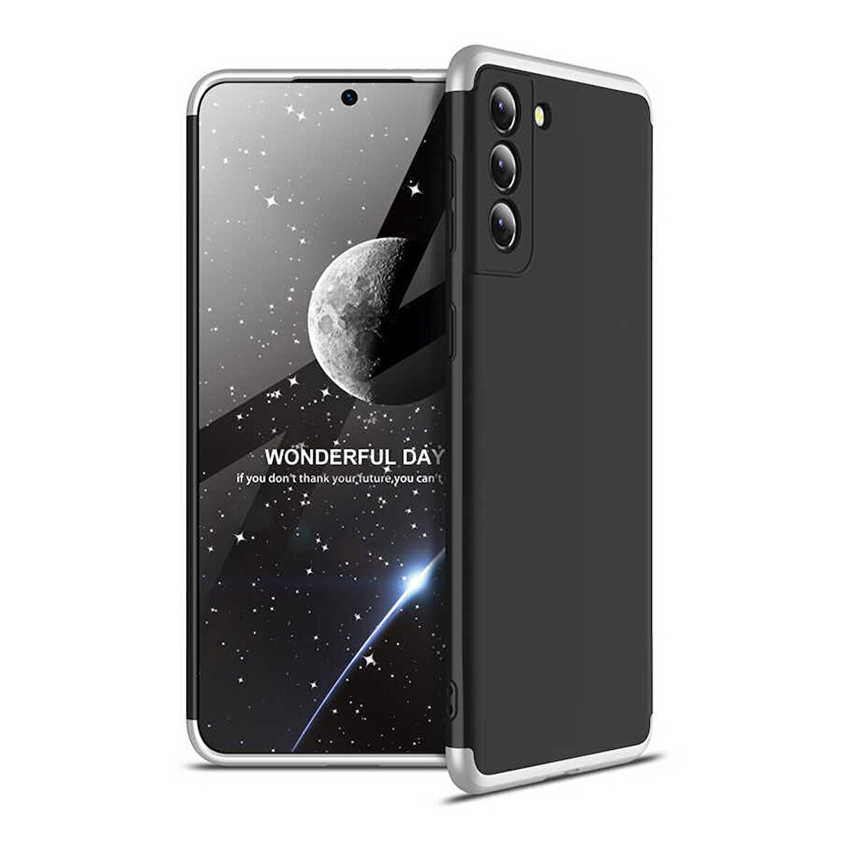 Samsung Galaxy S21 Kılıf 3 Parça Slim Sert Silikon Kapak AYS