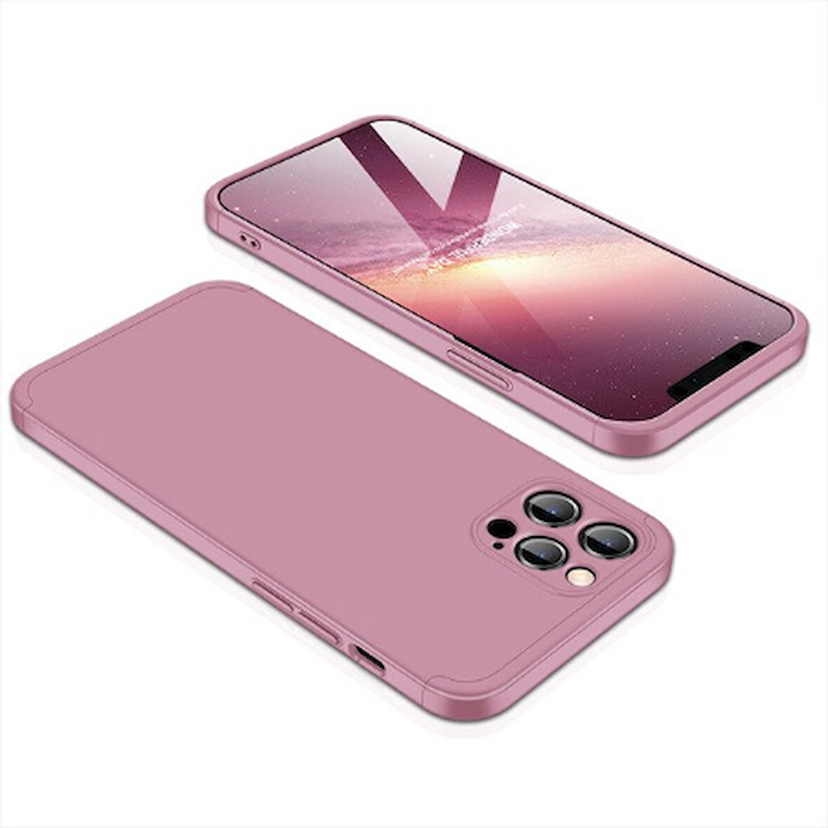 Apple iPhone 12 Pro Max Kılıf 3 Parça Slim Sert Silikon Kapak AYS