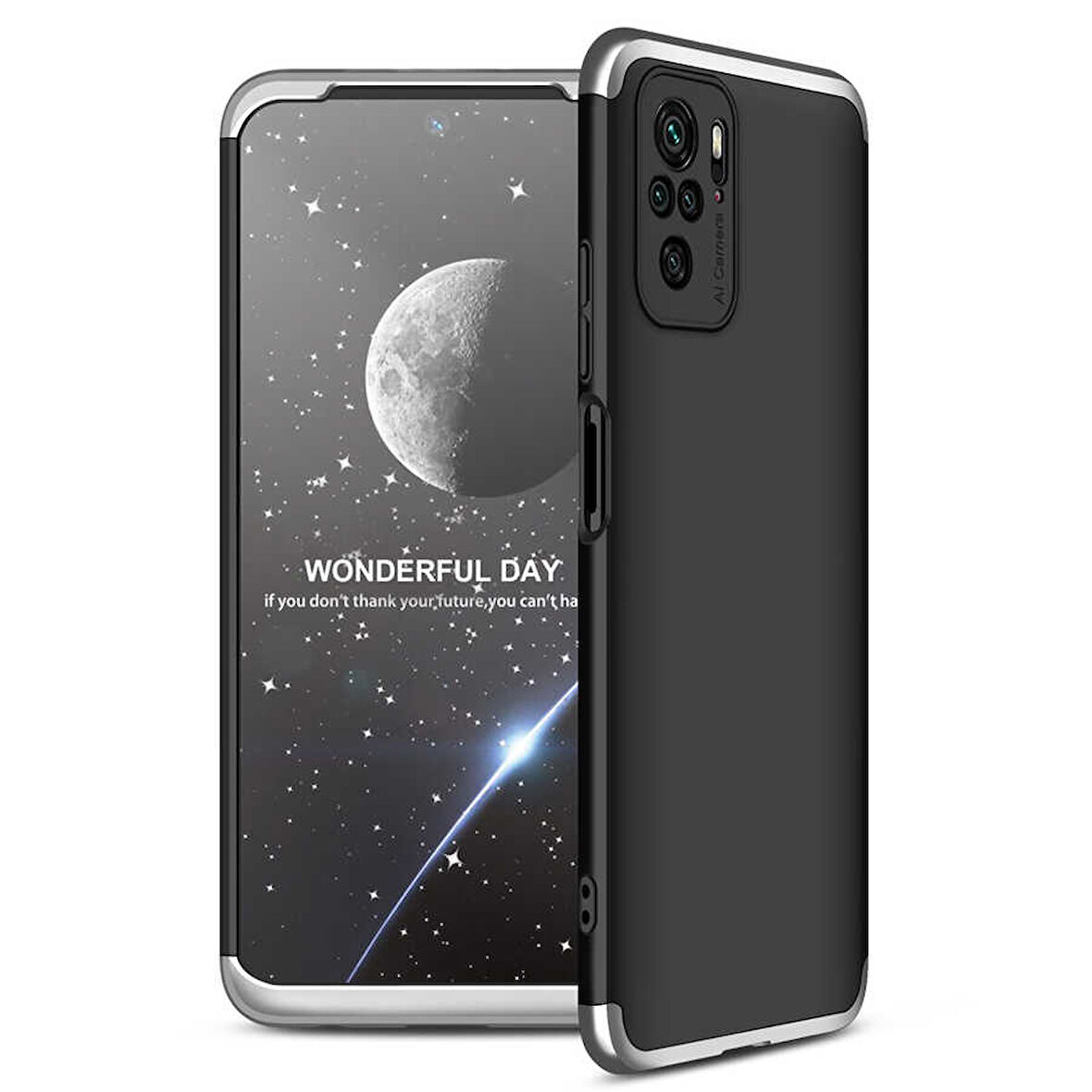 Xiaomi Redmi Note 10 Kılıf 3 Parça Slim Sert Silikon Kapak AYS