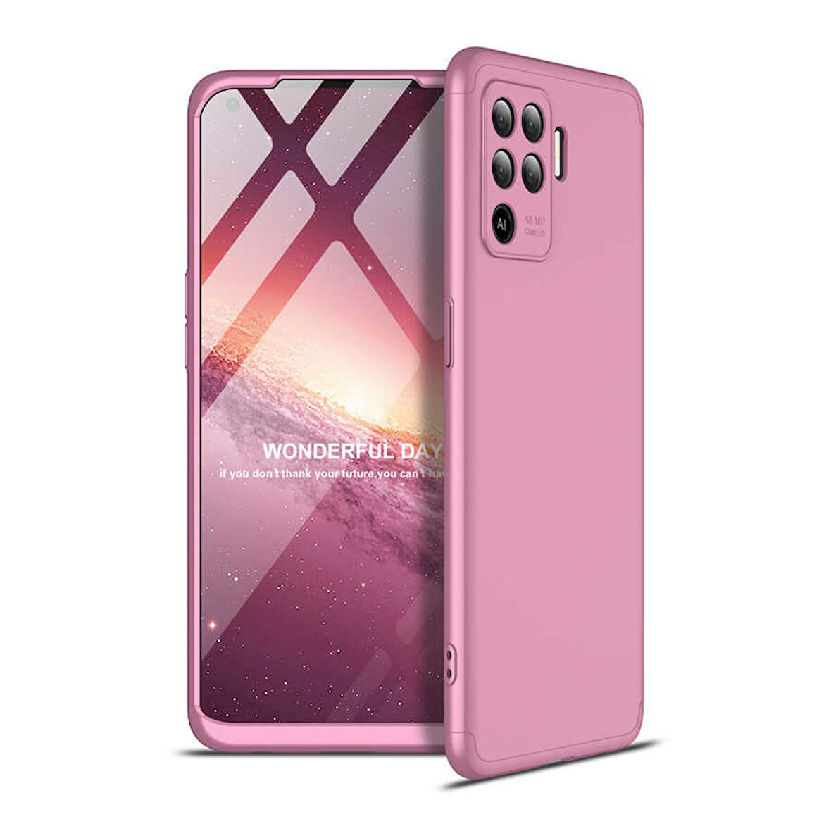 Oppo Reno 5 Lite Kılıf 3 Parça Slim Sert Silikon Kapak AYS