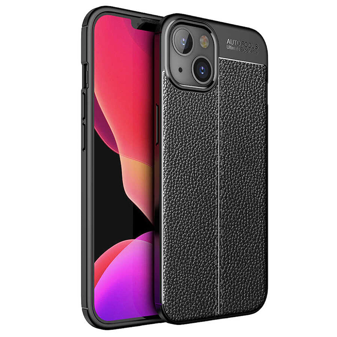 Apple iPhone 13 Kılıf Deri Görünümlü Slim Silikon 