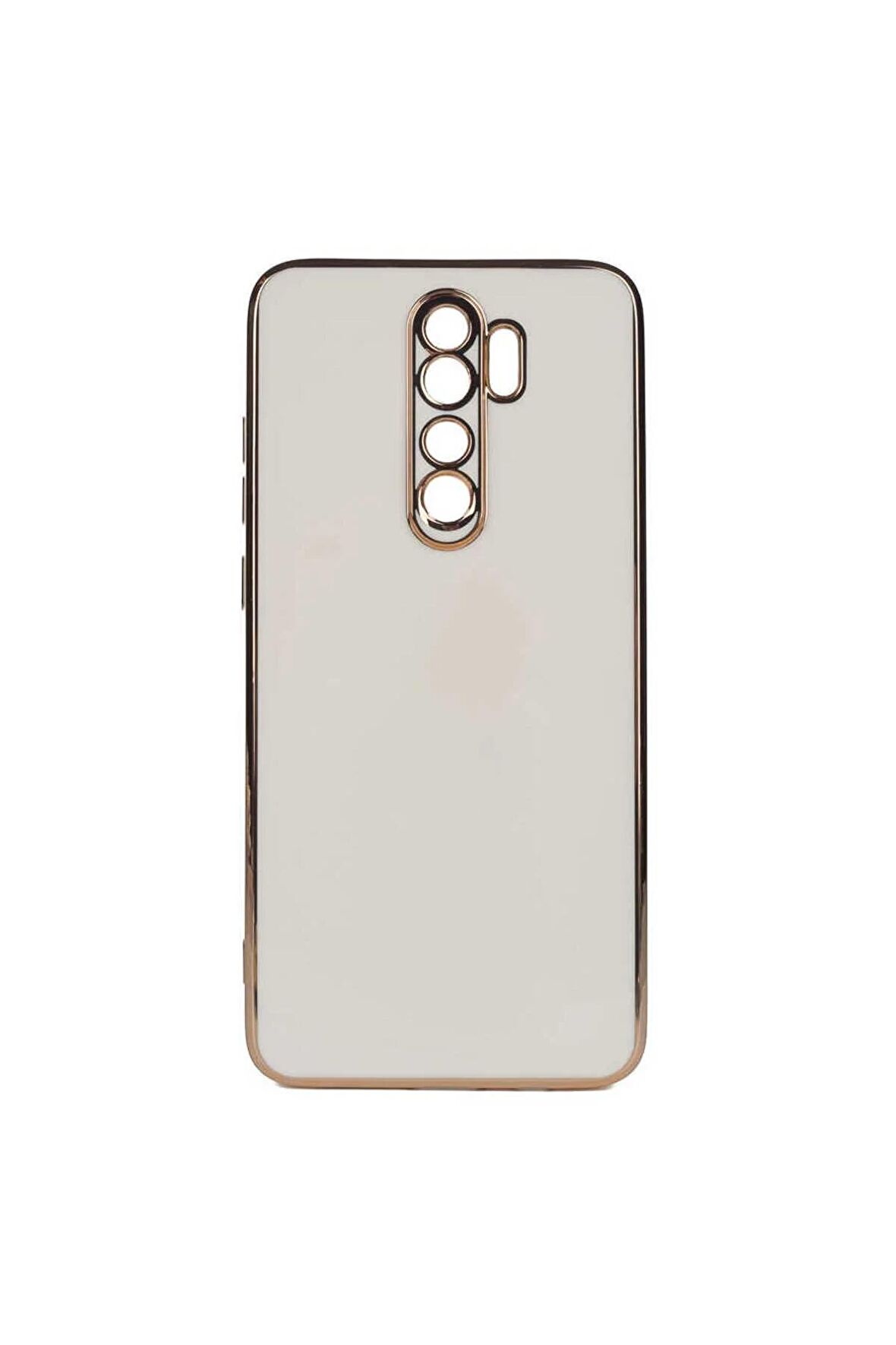 Xiaomi Redmi Note 8 Pro Kılıf Kenarları Gold Kamera Korumalı Renkli Pastel Silikon Beyaz