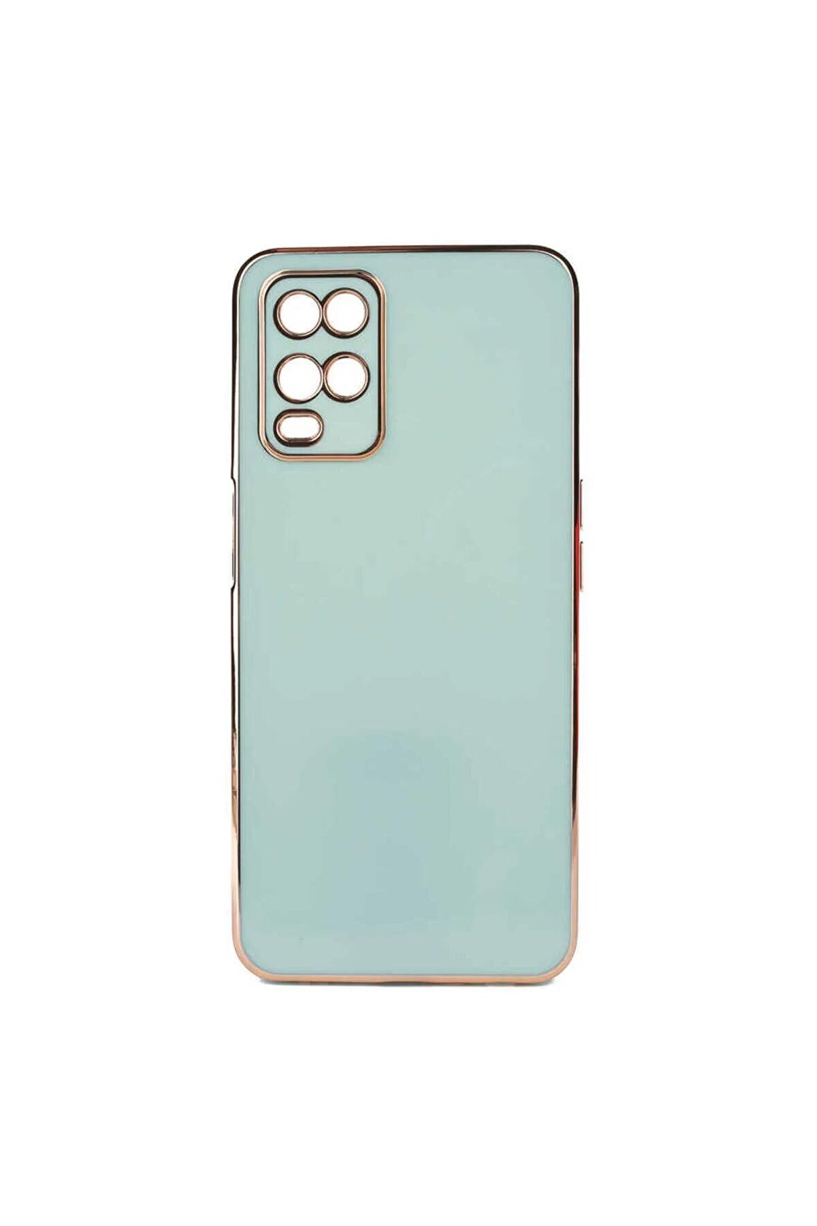 Oppo A54 4G Uyumlu Kılıf Kenarları Gold Kamera Korumalı Renkli Pastel Silikon Açık Yeşil