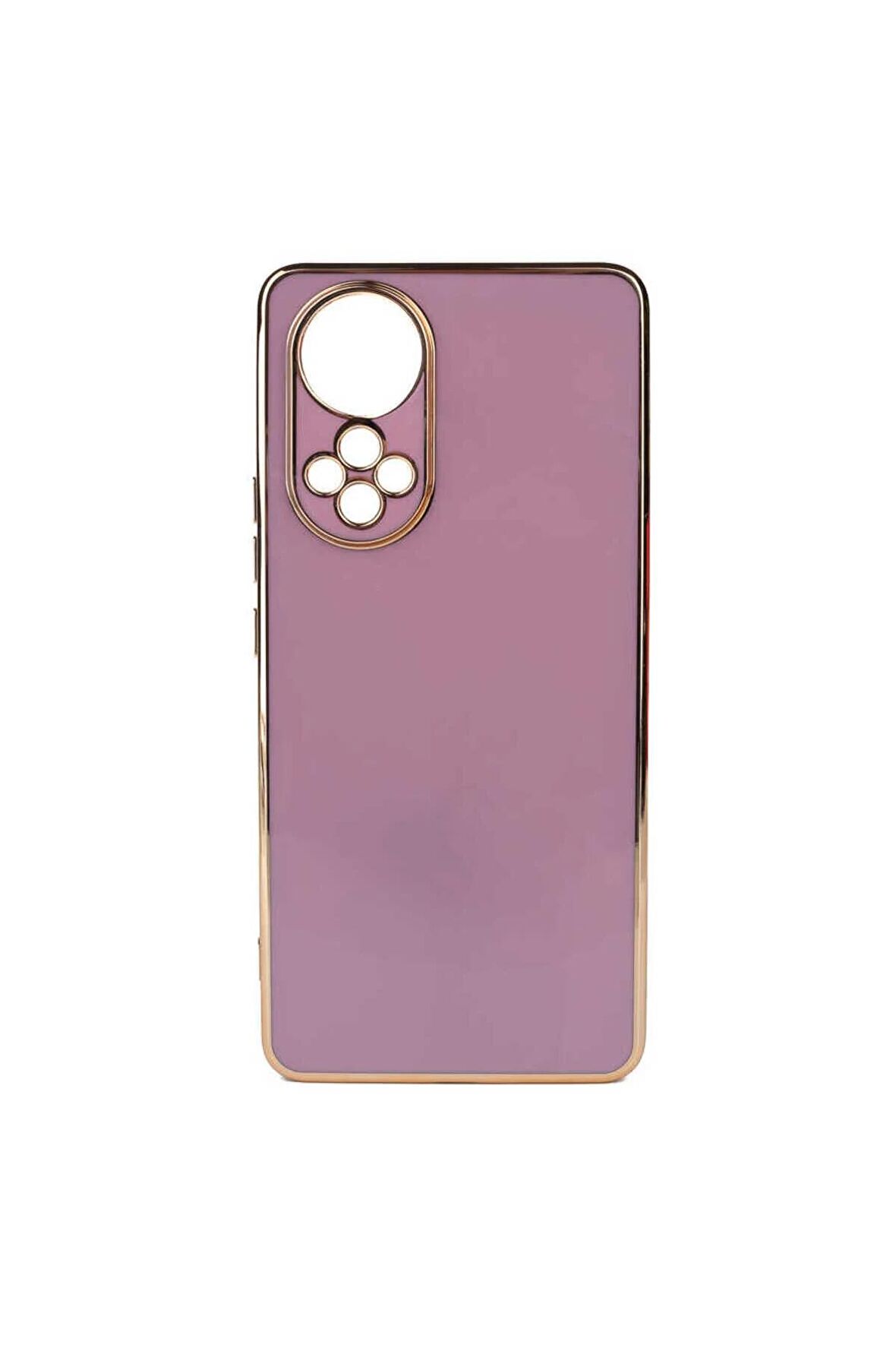 Huawei Nova 9 Kılıf Kenarları Gold Kamera Korumalı Renkli Pastel Silikon Mor