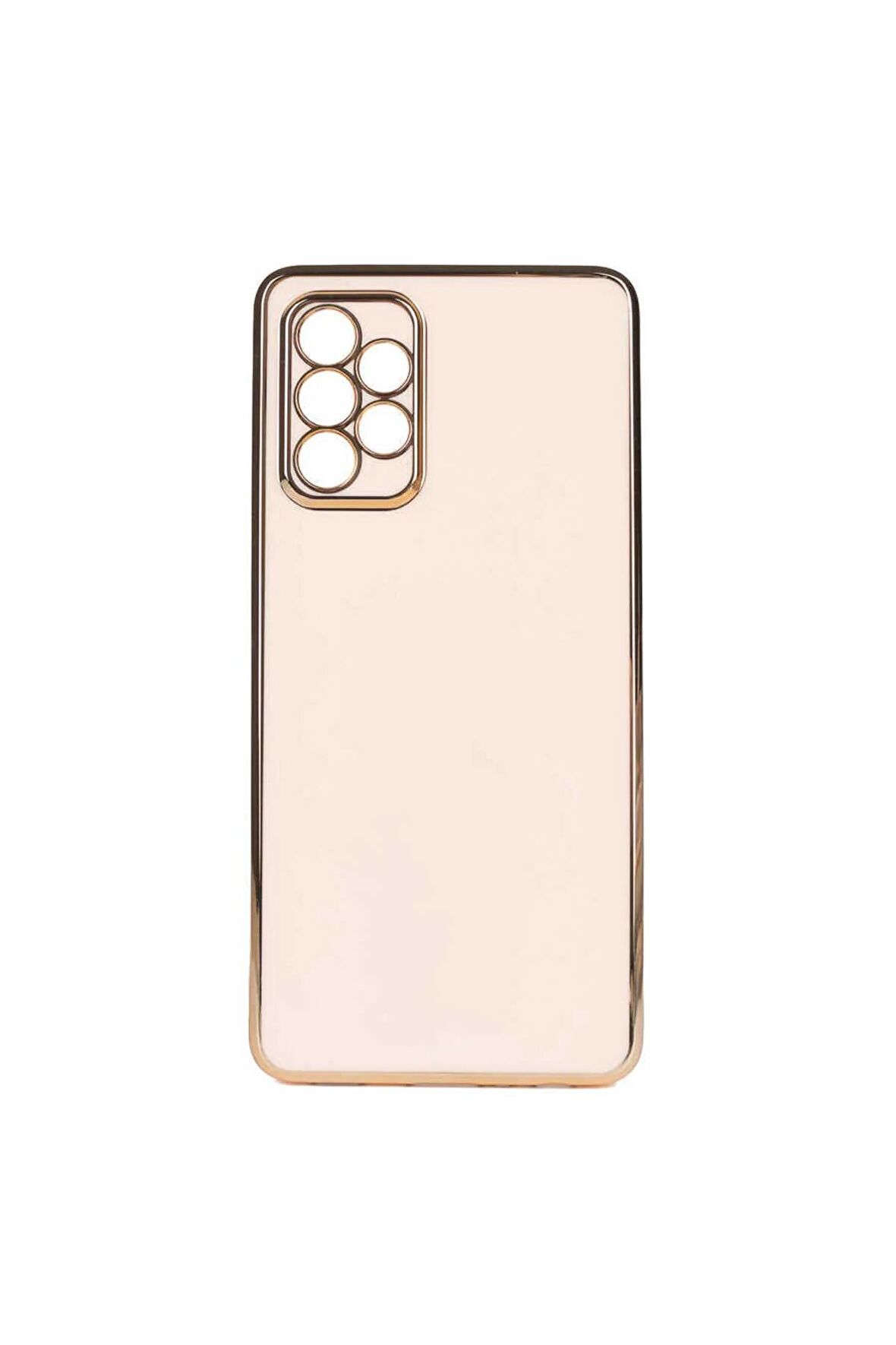 Samsung Galaxy A13 4G Kılıf Kenarları Gold Kamera Korumalı Renkli Pastel Silikon Rose Gold