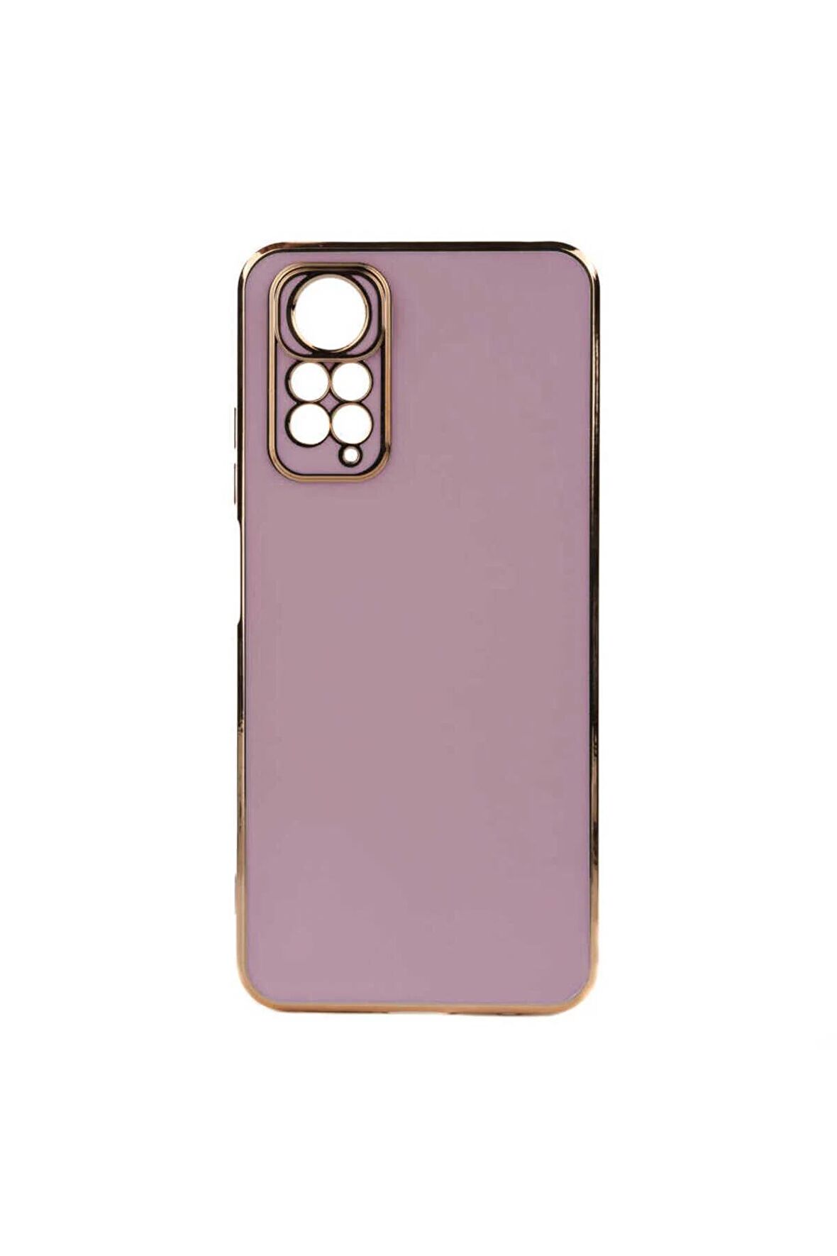 Xiaomi Redmi Note 11S Global Kılıf Kenarları Gold Kamera Korumalı Renkli Pastel Silikon Mor