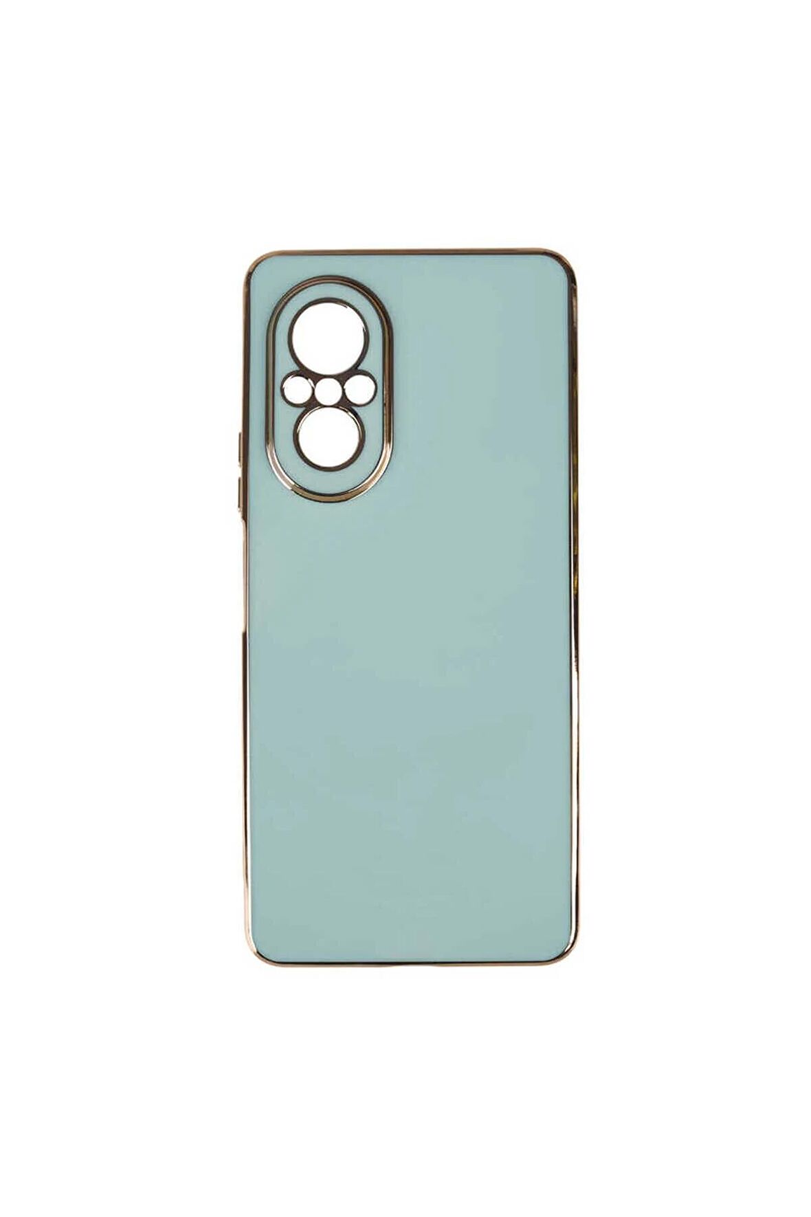 Huawei Nova 9 SE Uyumlu Kılıf Kenarları Gold Kamera Korumalı Renkli Pastel Silikon Açık Yeşil