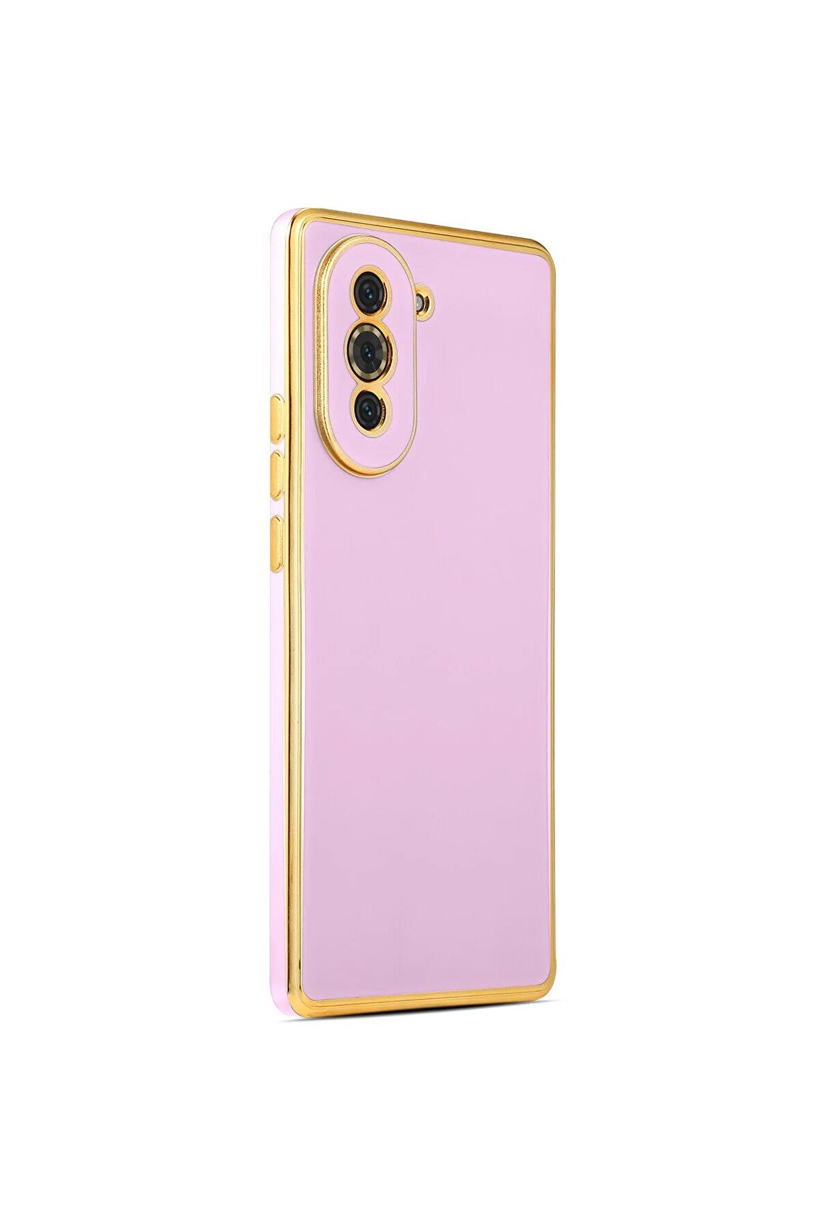 Huawei Nova 10 Pro Kılıf Kenarları Gold Kamera Korumalı Renkli Pastel Silikon Lila