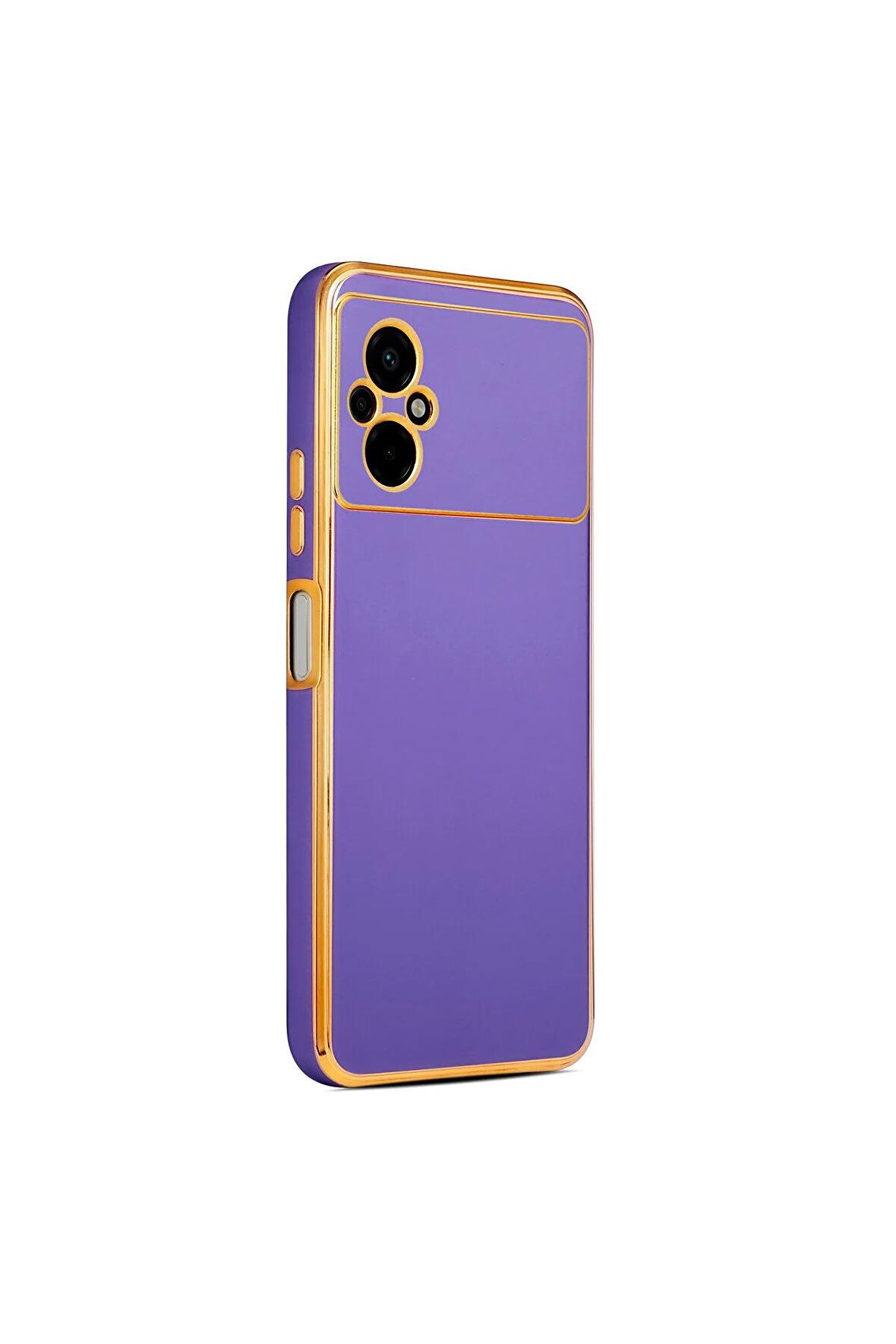 Xiaomi Poco M5 Kılıf Kenarları Gold Kamera Korumalı Renkli Pastel Silikon Derin Mor
