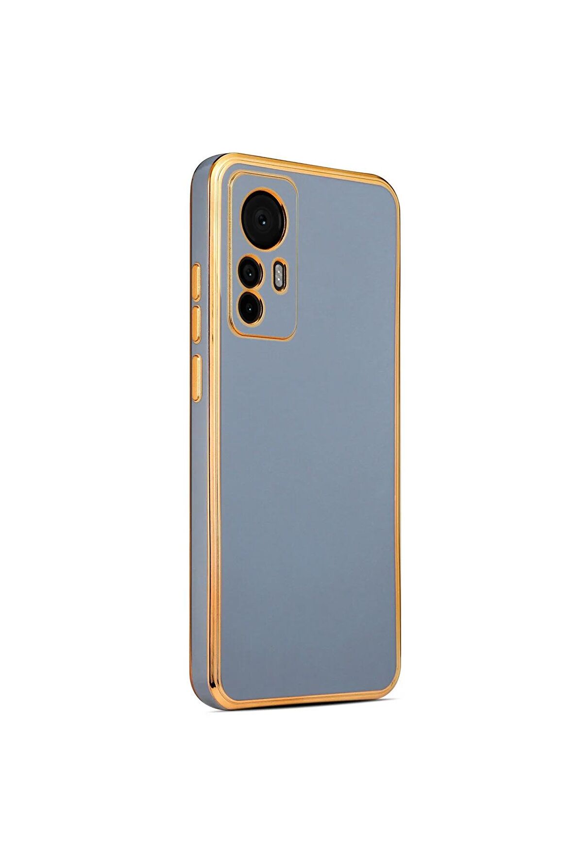 Xiaomi Mi 12T Pro Kılıf Kenarları Gold Kamera Korumalı Renkli Pastel Silikon Mavi