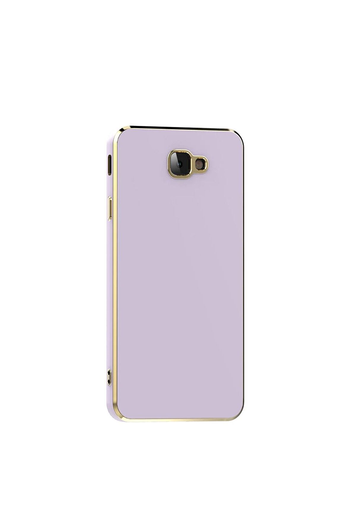 Samsung Galaxy J7 Prime Kılıf Kenarları Gold Kamera Korumalı Renkli Pastel Silikon Lila