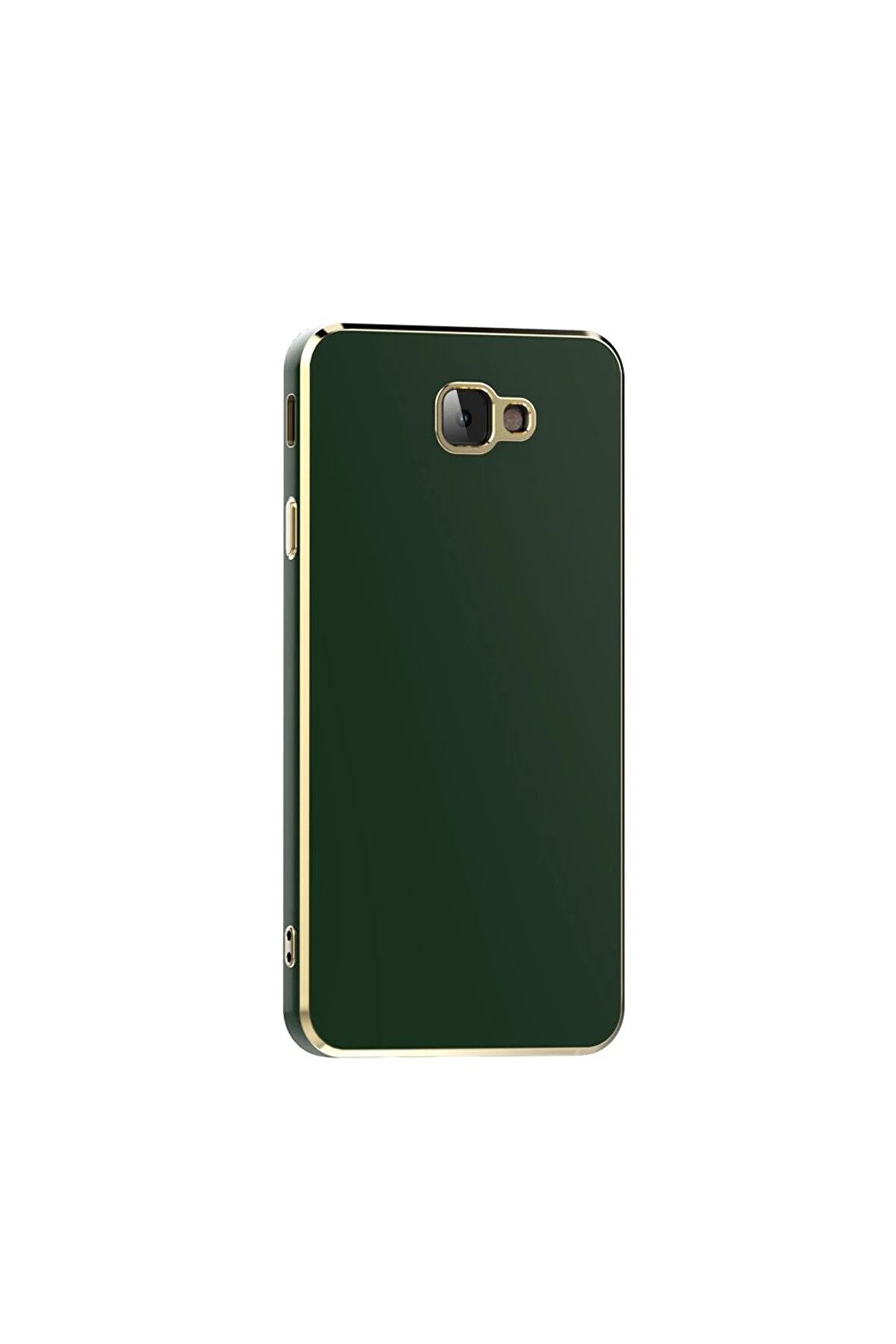 Samsung Galaxy J7 Prime Kılıf Kenarları Gold Kamera Korumalı Renkli Pastel Silikon Koyu Yeşil